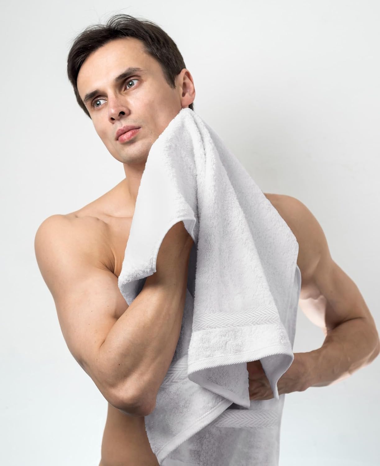 Towel and Linen Mart 100% Cotton White 6 Pack Medium Bath Towel Set, Quick Dry, Super Absorbent, Light Weight, Soft Feel, Premium Towels for Hotel, Spa and Bathroom (24 X 48 6 Pack White)