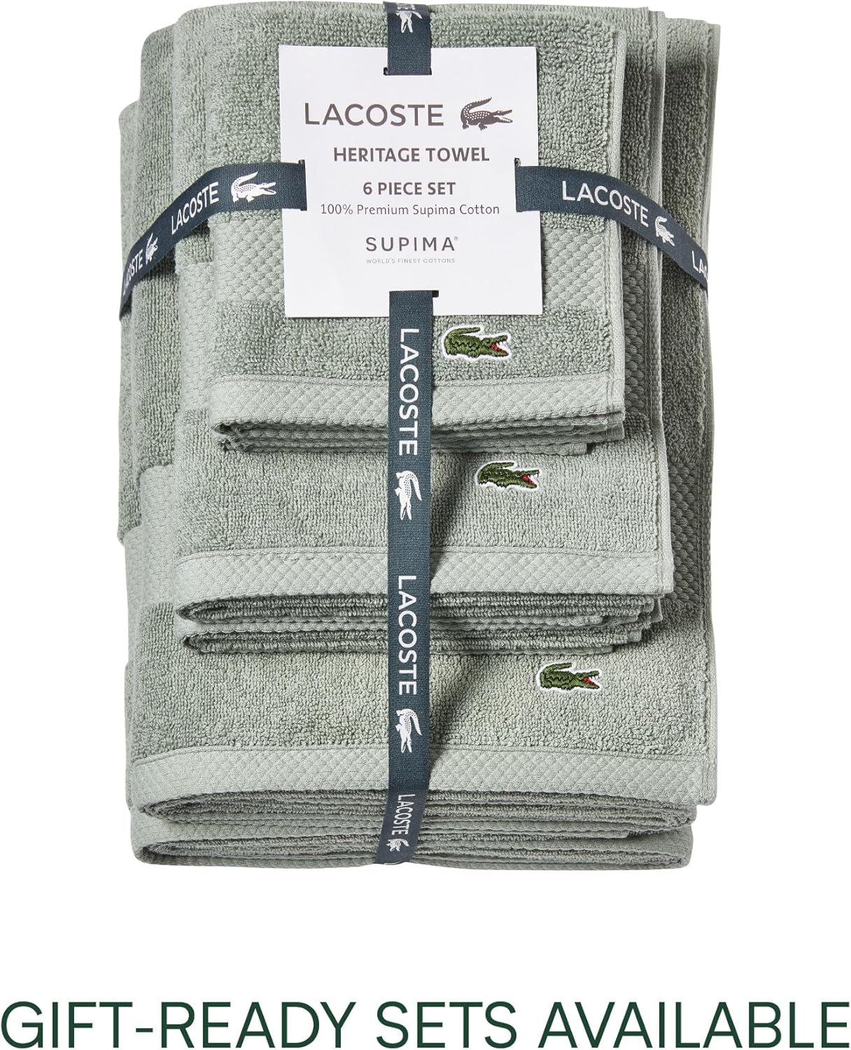 Lacoste Heritage 100% Supima Cotton Bath Towel, Aloe, 30" x 54" u2013 Highly Absorbent & Quick Drying, Premium Super Soft Bath Towel, Bathroom Essential, Gift for All Occasions, Machine Washable - Image 5
