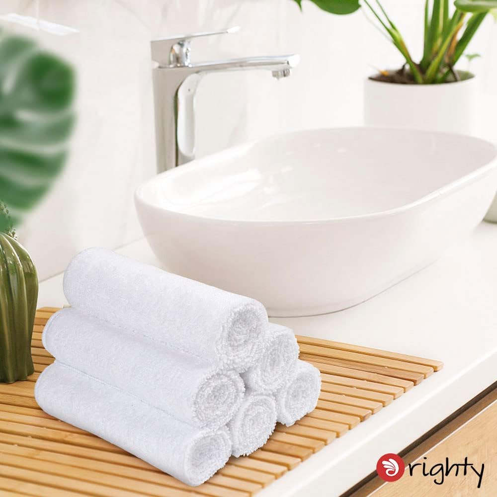 Orighty 6-Pack White Hand Towels - Quick Drying & Absorbent Microfiber Gym Towels 16x28 inches - Lightweight & Thin White Yoga Towel - Multi-Purpose Camping Towel for SPA, Hotel & Bathroom