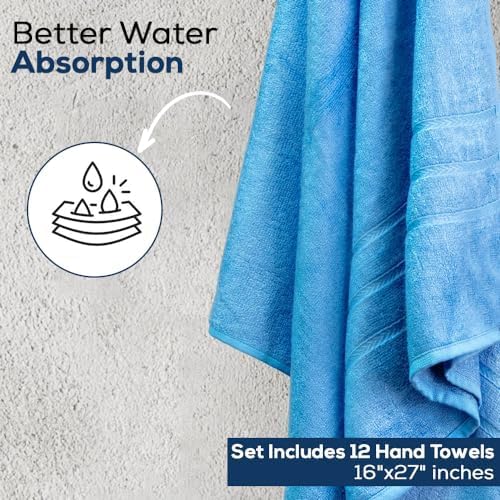 SIMPLI-MAGIC Cotton Hand Towels 16"x27" (12 Pack) u2013 Soft Towels for Bathroom, Kitchen, Salon & Gym (Blue) - Image 3