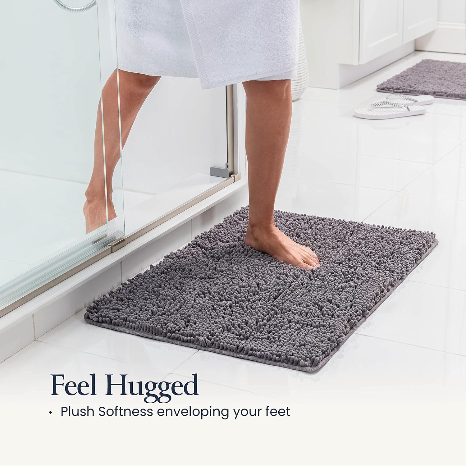 BELADOR Bathroom Rugs Sets 2 Piece- Plush Bath Mat Set Quick-Dry Soft Chenille Mat with Rubber Backing, Absorbent Rug Set, Washable Bath Rugs - Bath Mats 24x17 + 30x20