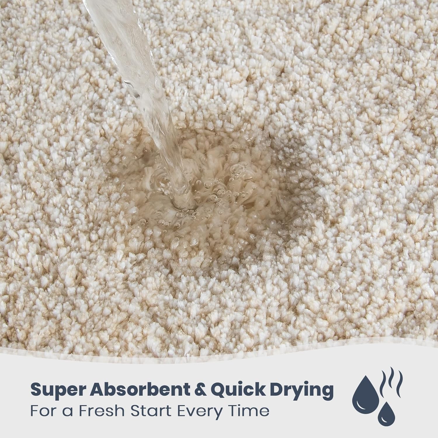 PURRUGS Bathroom Rug Non-Slip Machine Washable 20" x 30", Super Absorbent and Quick Dry Shaggy Microfiber Bath Mat, Extra Soft and Plush Bath Rug for Bathtub, Shower, and Sink, Beige