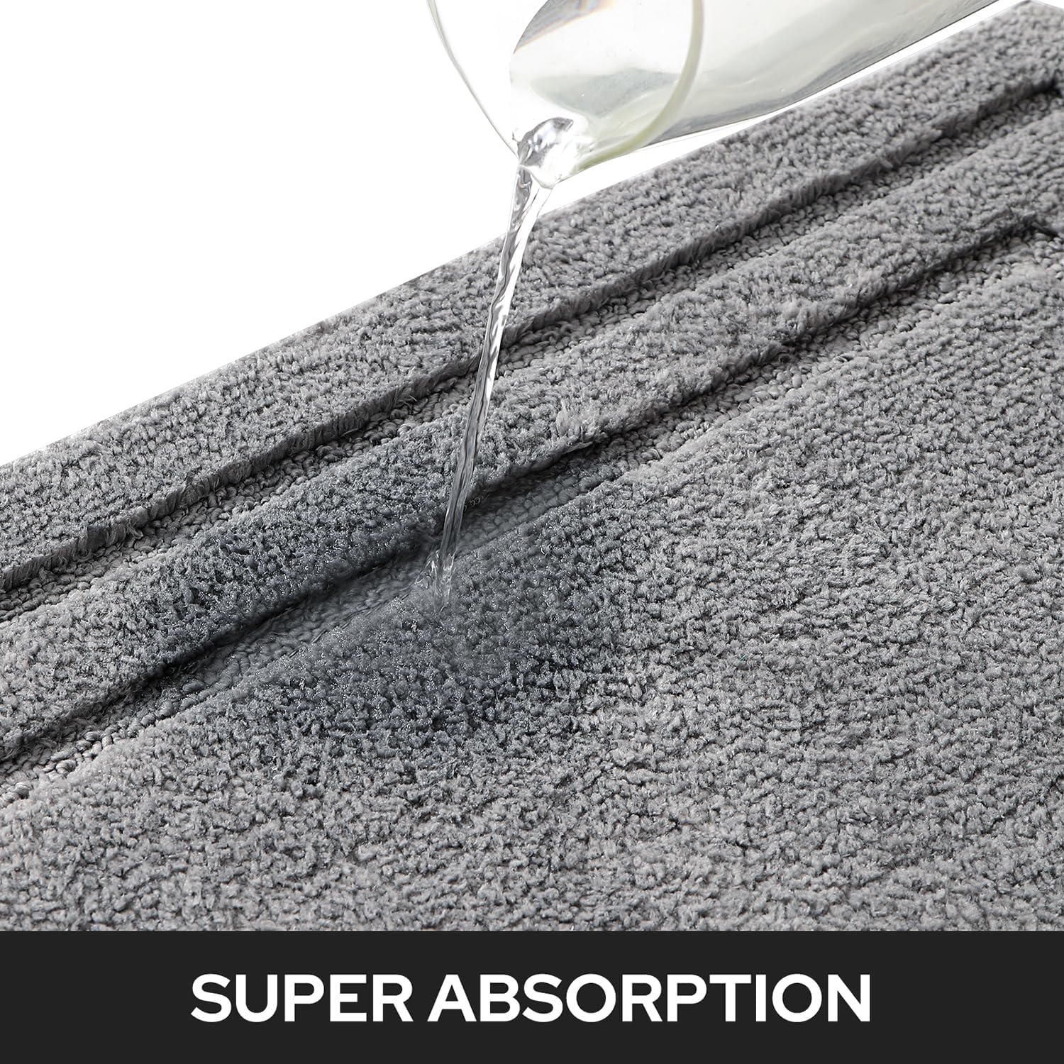 HOMEIDEAS Bathroom Rugs Sets 2 Piece, Super Soft and Absorbent Non Slip Microfiber Machine Washable Bath Mat Set (20" x 32" + 16" x 24", Grey) - Image 3