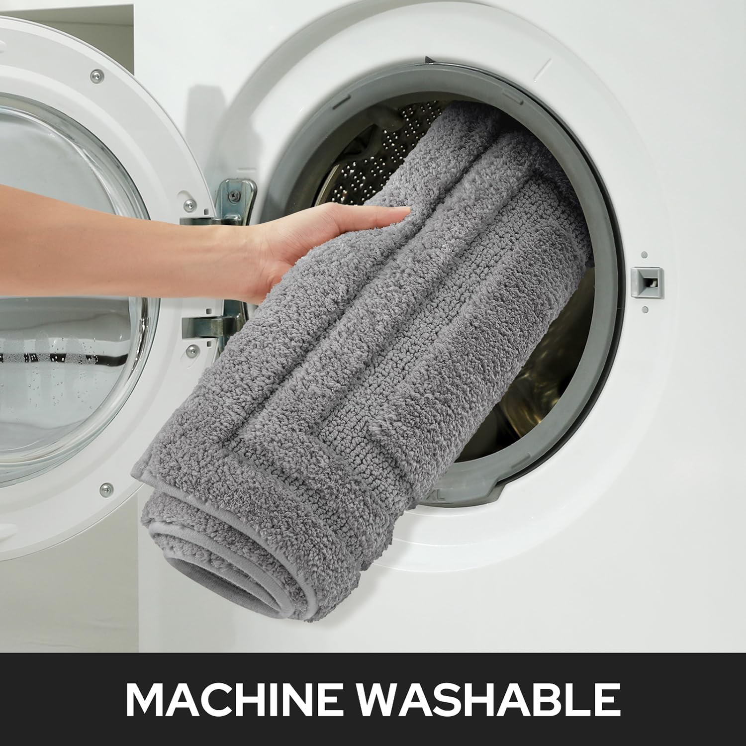 HOMEIDEAS Bathroom Rugs Sets 2 Piece, Super Soft and Absorbent Non Slip Microfiber Machine Washable Bath Mat Set (20" x 32" + 16" x 24", Grey) - Image 6