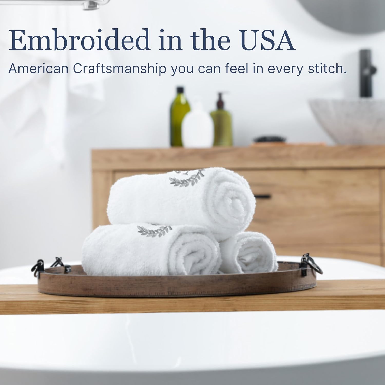 Decorative and Monogrammed Hand Towels for Bathroom Kitchen Makeup | Personalized Gift for Wedding-Bridal | Roman Font Custom Luxury Turkish Towel | Spa Collection, Oversized, 16 X 30 Inch, Set of 2 - Image 4