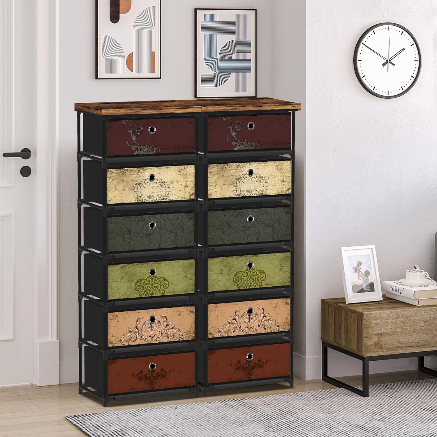 VASICAR 6 Drawers Storage Organizer Cabinet, Decorative Storage Chest, Small Dresser, Stand Nightstand for Bedroom, Living Room, Closet, Entryway, Hallway, Nursery, Dorm
