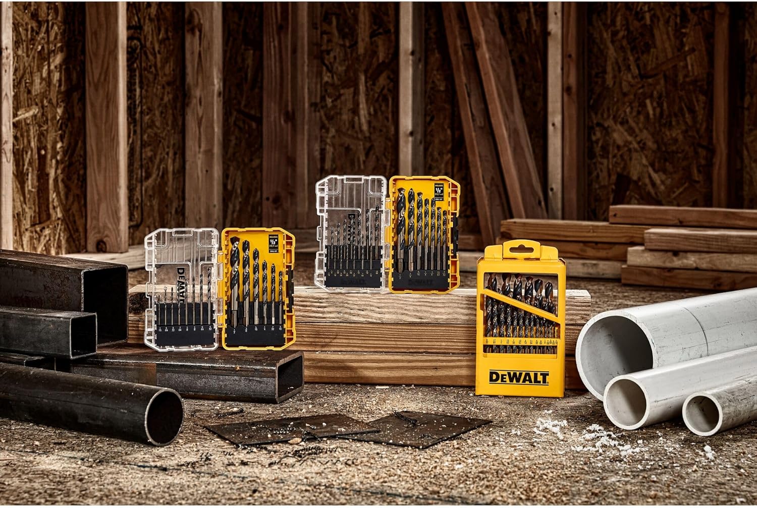 DEWALT Drill Bit Set, 3-Flats Shank,14-Piece, 135 Degree Split Point, for Plastic, Wood and Metal (DWA1184)