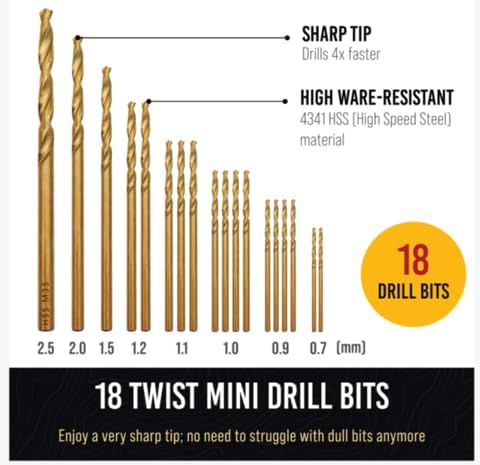 CRAFT911 Pin Vise Hand Drill Manual - Jewelry w/Micro Drill Bits (0.8mm-2.5mm) - Rotary Craft Drill for Jewelry Making, Resin, Wood, Plastic, Miniature, Beads, Clay Etc