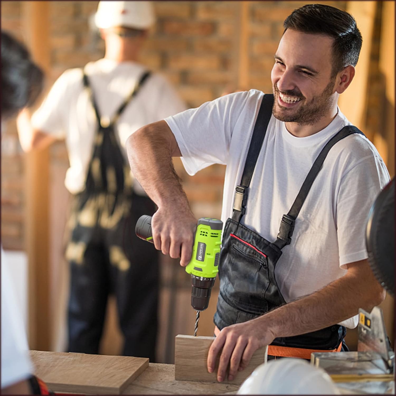 FADAKWALT Cordless Drill Set,12V Power Drill Set with Battery and Charger, Electric Driver/Drill Bits, 3/8'' Keyless Chuck,21+1 Torque Setting, 180 inch-lbs, with LED Electric Drill Set (Green)