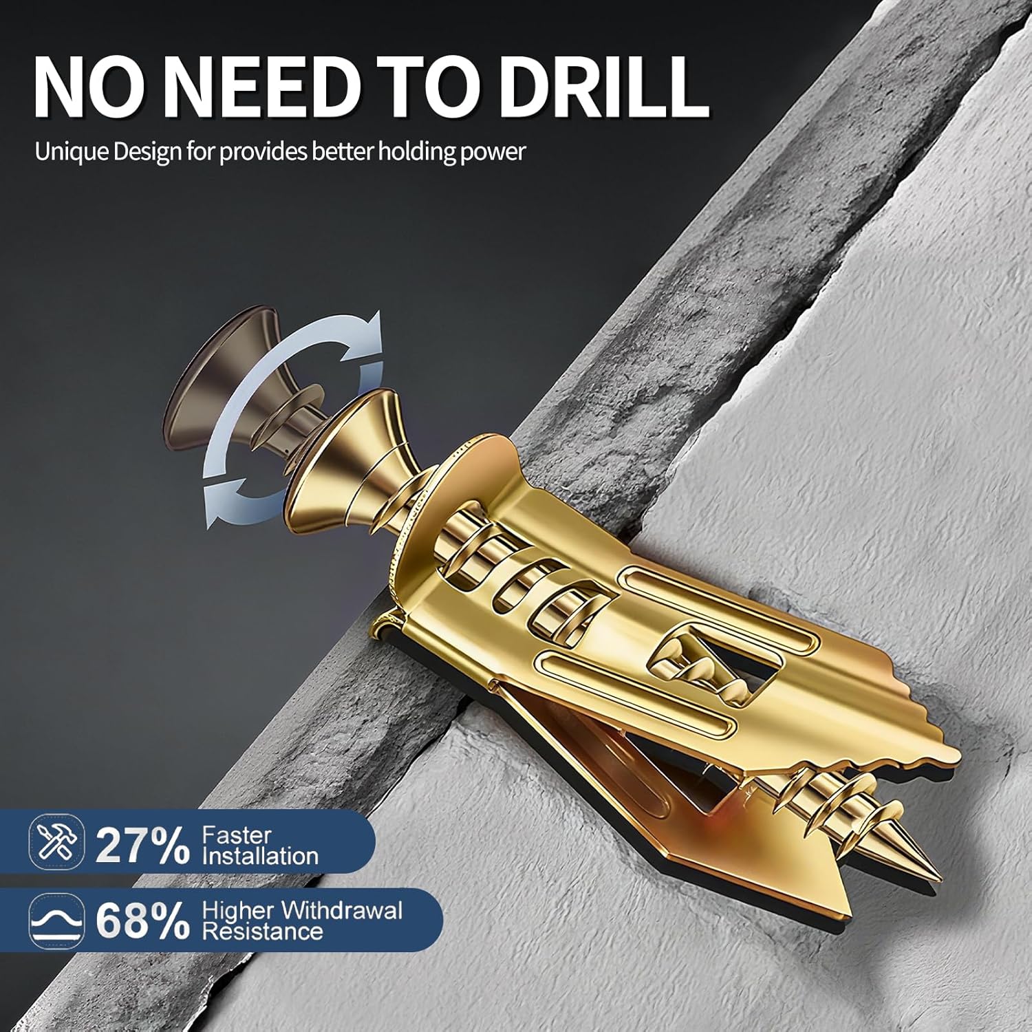 SOPAMI 100 PCS Drywall Self Drilling Anchors with Screws Kit,50 PCS Sheetrock Anchors (0.47X1.18inch) and 50 PCS Screws, Eliminating The Need for Drilling or Punching Holes in The Wall