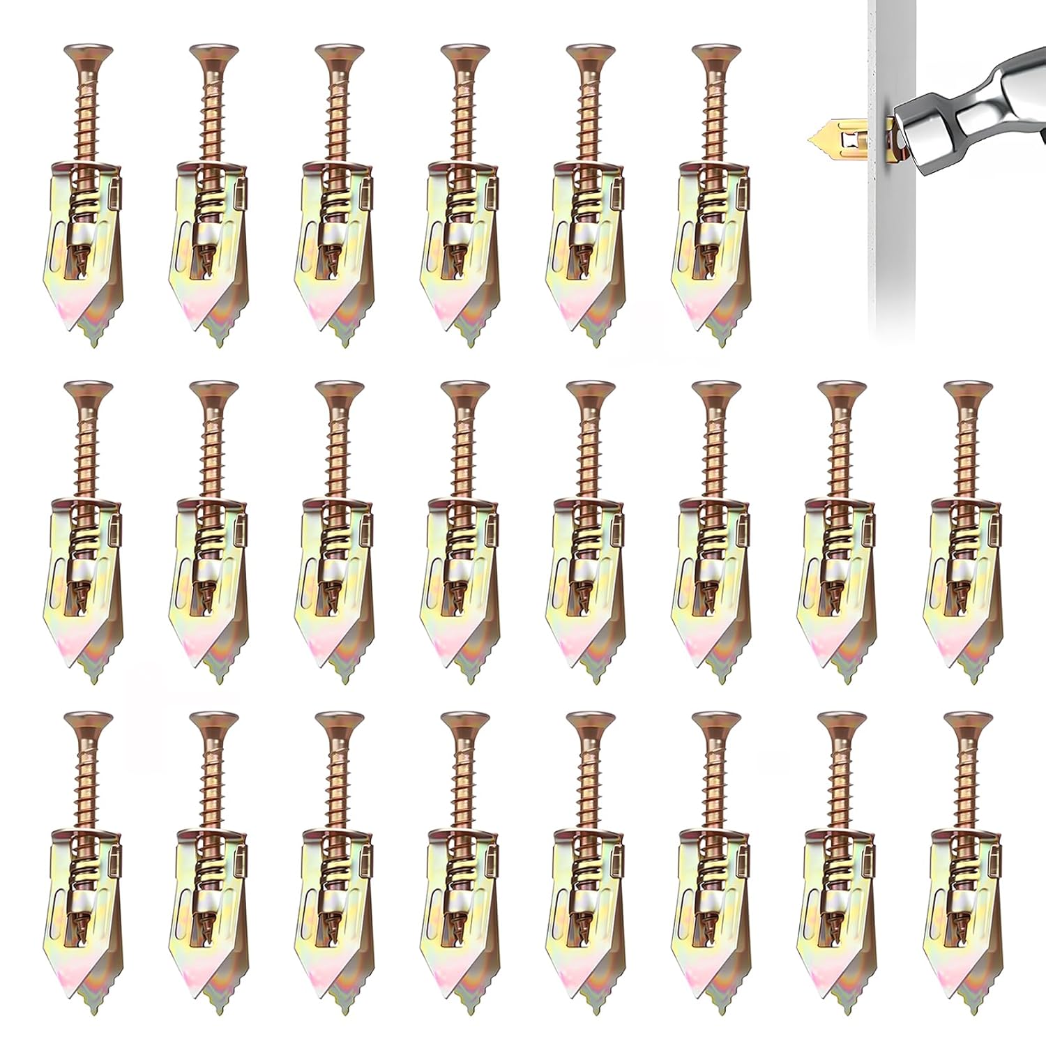 SOPAMI 100 PCS Drywall Self Drilling Anchors with Screws Kit,50 PCS Sheetrock Anchors (0.47X1.18inch) and 50 PCS Screws, Eliminating The Need for Drilling or Punching Holes in The Wall - Image 6