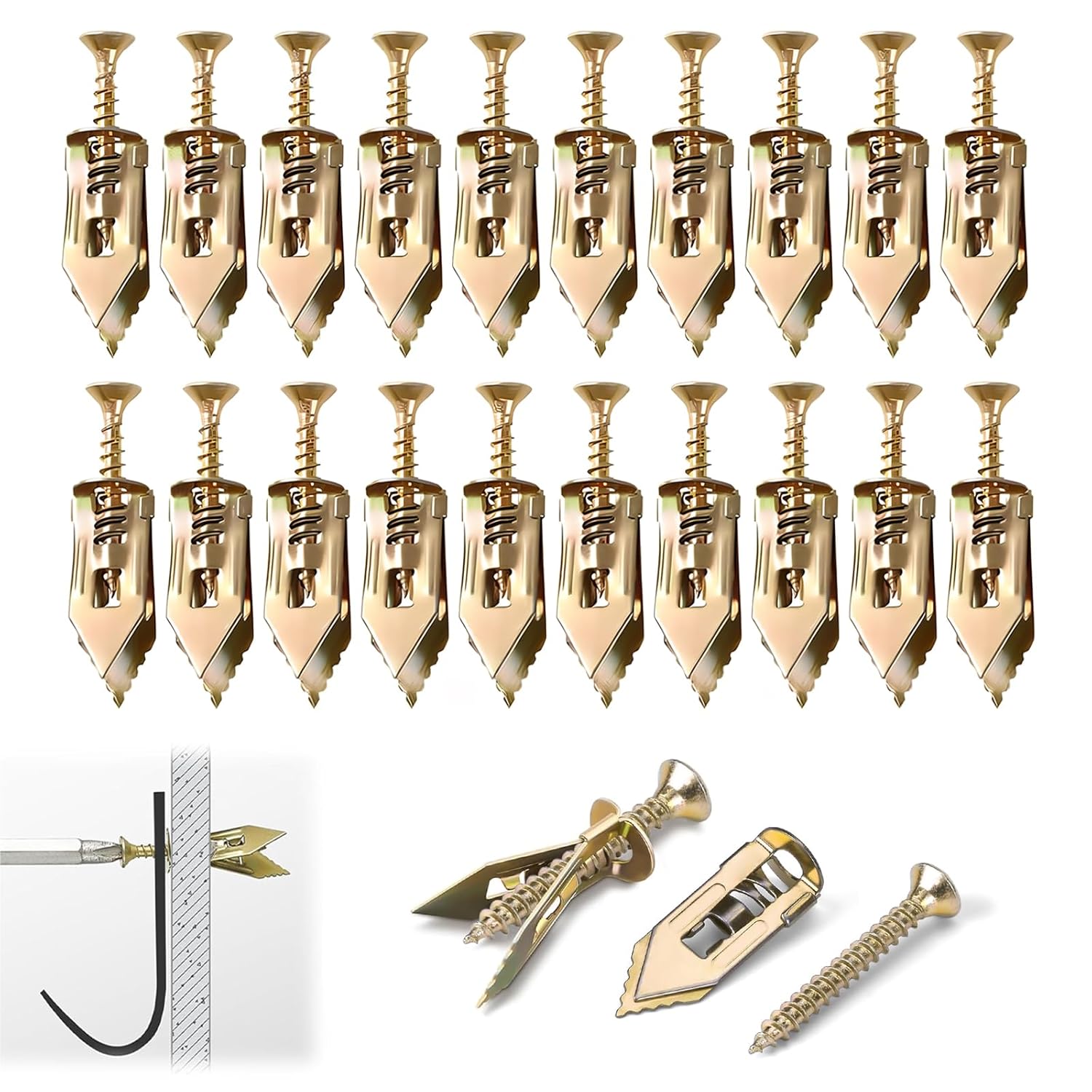 SOPAMI 100 PCS Drywall Self Drilling Anchors with Screws Kit,50 PCS Sheetrock Anchors (0.47X1.18inch) and 50 PCS Screws, Eliminating The Need for Drilling or Punching Holes in The Wall - Image 7