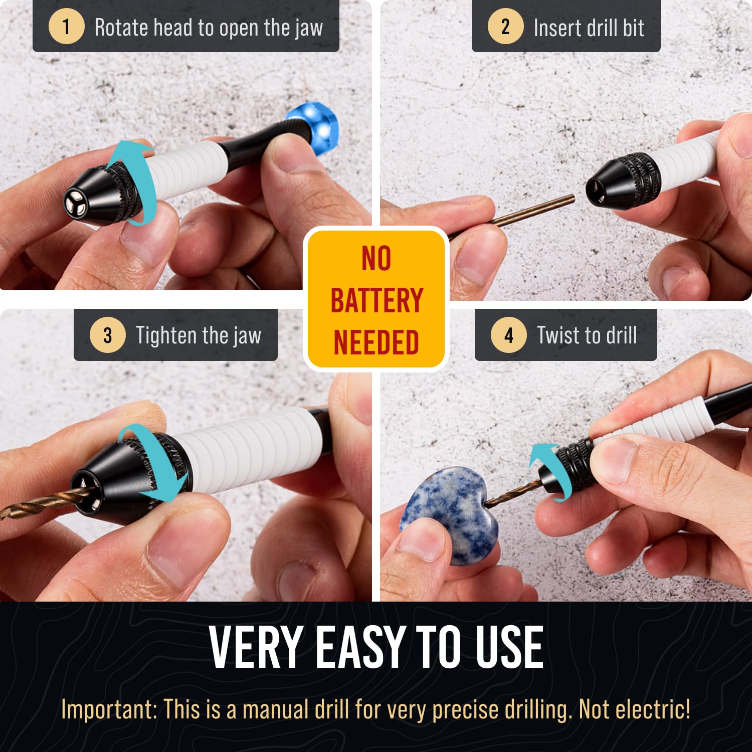 Micro Drill Bits Set with Pin Vise | Small Hand Drill - Pin Vise Hand Drill Manual, PCB Mini Bits for Resin Beads Polymer Clay | DYI Jewelry Making, set - Image 3