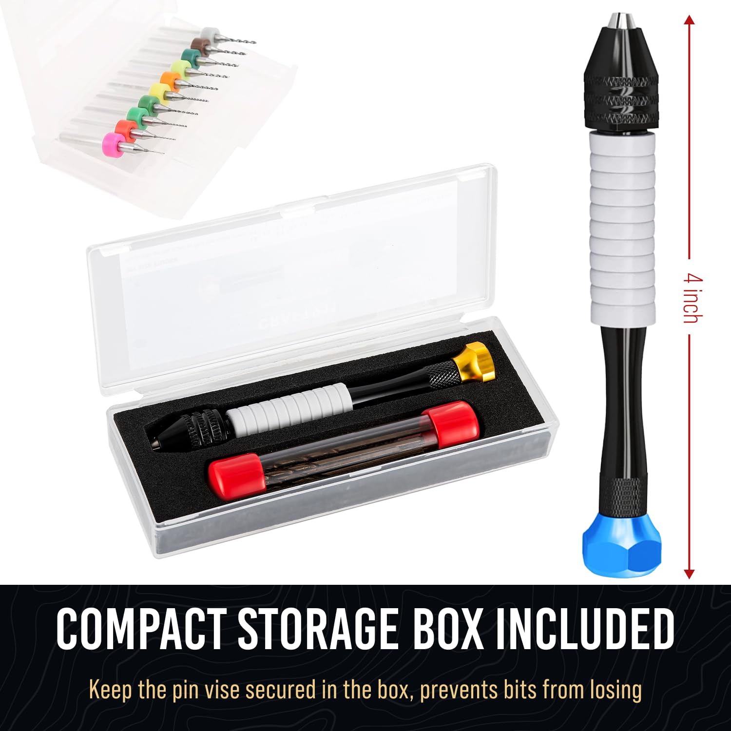 Micro Drill Bits Set with Pin Vise | Small Hand Drill - Pin Vise Hand Drill Manual, PCB Mini Bits for Resin Beads Polymer Clay | DYI Jewelry Making, set - Image 6