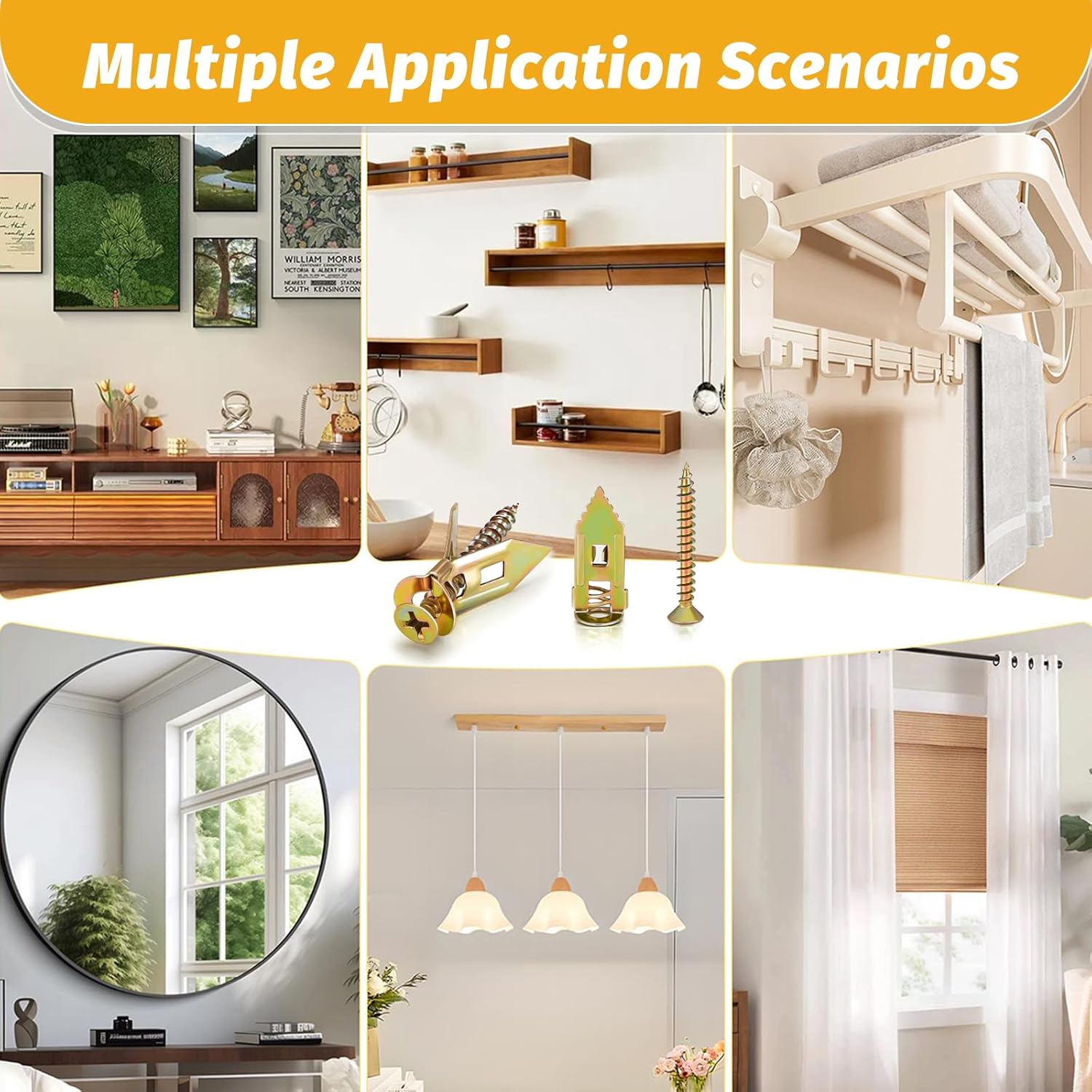 Kadrick 170Pcs Self Drilling Drywall Anchors with Screws,Zinc Plated Steel,2024 Upgraded Hollow Wall Anchors and Screws Kit, Easy Application No Drill or Holes in Wall(85 Anchors and 85 Screws) - Image 3