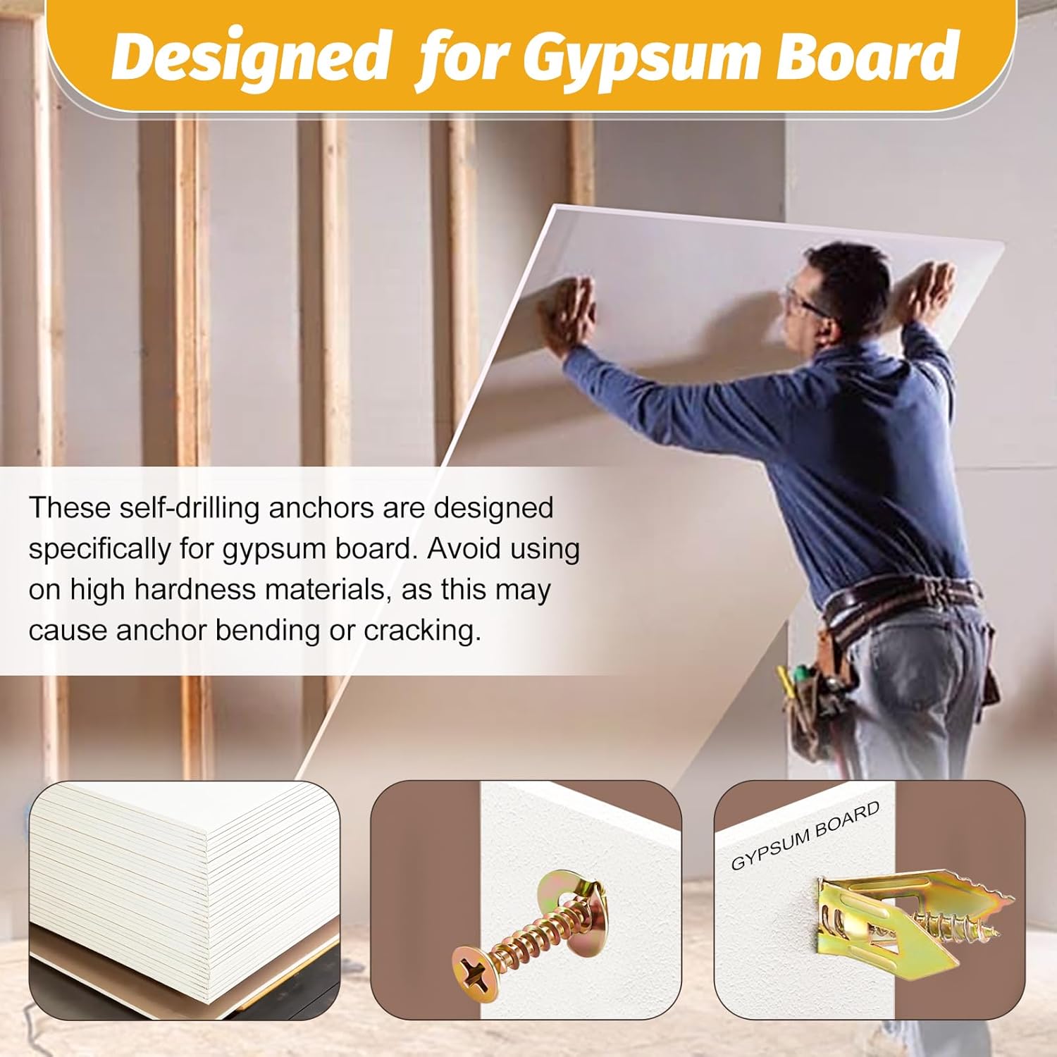 Kadrick 170Pcs Self Drilling Drywall Anchors with Screws,Zinc Plated Steel,2024 Upgraded Hollow Wall Anchors and Screws Kit, Easy Application No Drill or Holes in Wall(85 Anchors and 85 Screws) - Image 5