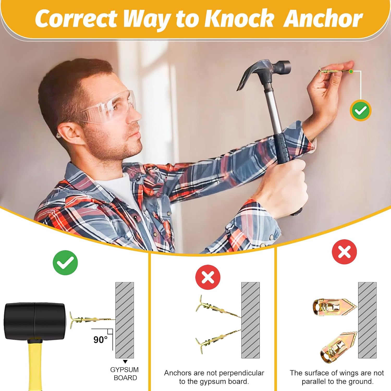 Kadrick 170Pcs Self Drilling Drywall Anchors with Screws,Zinc Plated Steel,2024 Upgraded Hollow Wall Anchors and Screws Kit, Easy Application No Drill or Holes in Wall(85 Anchors and 85 Screws) - Image 7