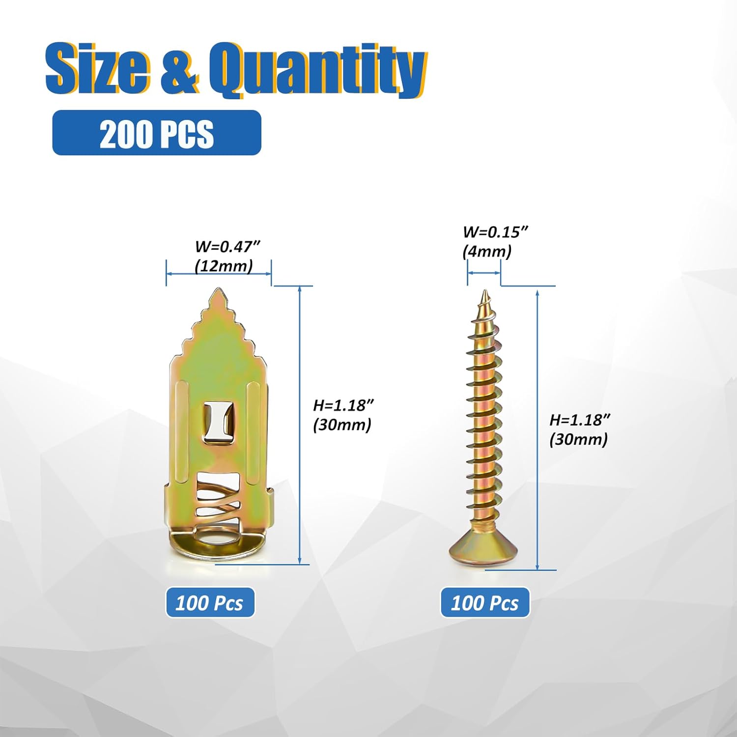 Self Drilling Drywall Anchors with Screws Kit - 200 Pcs Heavy Duty Metal Expansion Anchors for Sheetrock, No Drill Needed, 80lb Rating, 2026 Upgraded Anti-Strip Design