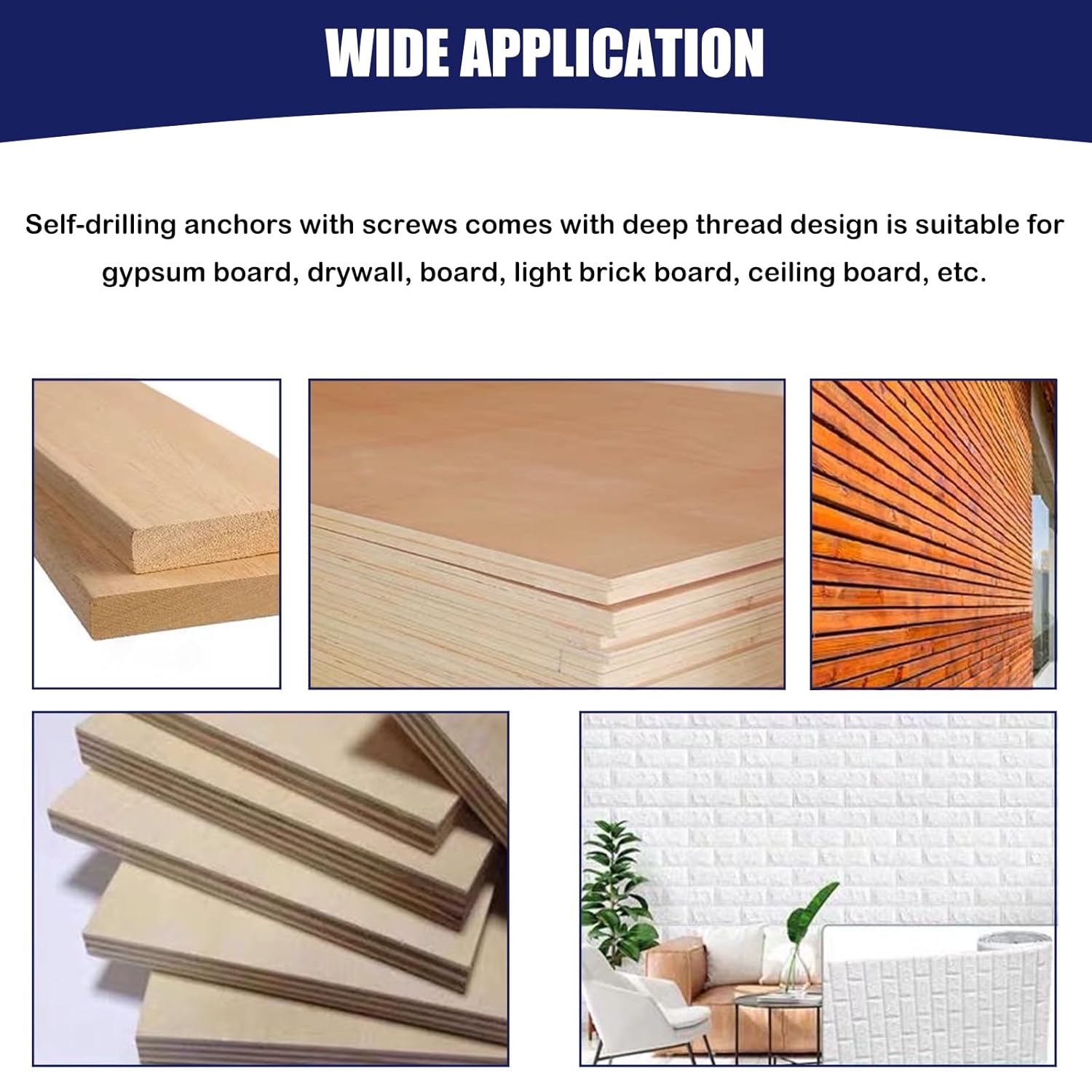 Maozaa 50 pcs Self-Drilling Drywall Anchors with Screws, 0.47x1.18 Inch Zinc Plated Steel Drywall Wall Anchors and Screws Kit Heavy Duty, Easy Application No Drill or Holes in Wall - Image 5