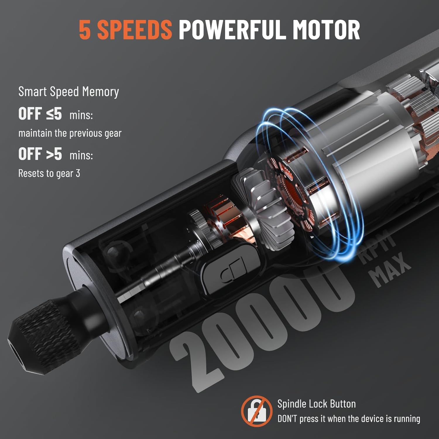 Katerk Mini Cordless Rotary Tool, 5-Speed Rotary Tool Kit, 5000-20000RPM & 70 Accessories, Multi-Purpose 3.7V Power Rotary Tool for Sanding, Engraving, Polishing, Drilling, DIY Crafts, 3D Printing