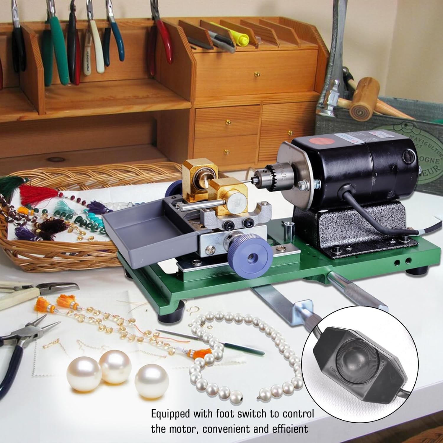 Pearl Drill 280W 110V Pearl Drilling Machine Set Shell Coral Amber Driller Highly Efficient Beads Holing Machine