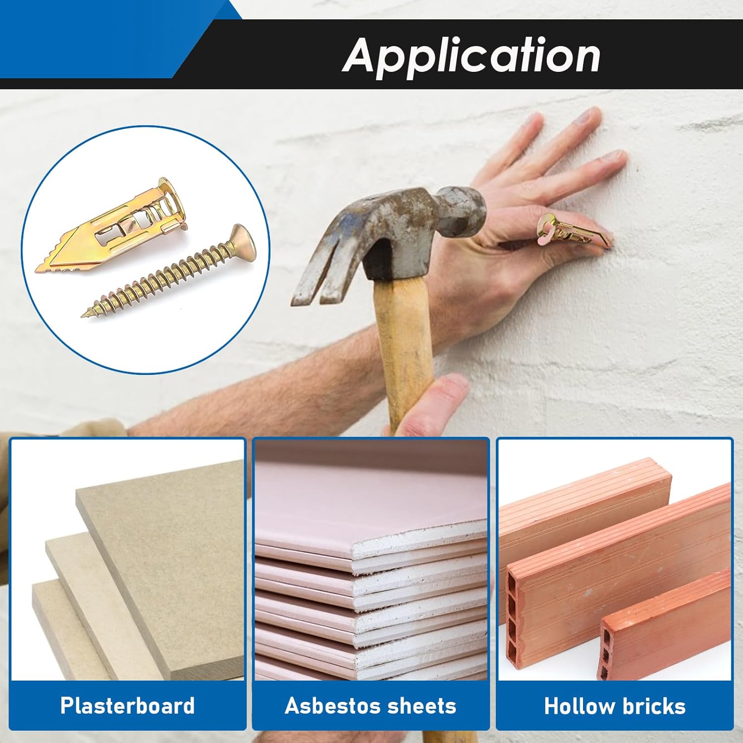 Eoppen 480Pcs Self Drilling Drywall Anchors with Screws Kit, 2 Sizes Sheetrock Anchors & 4 Sizes Expansion Screws, Zinc Plated Steel Drywall Anchors No Drilling Required Holds Up to 66lbs - Image 5