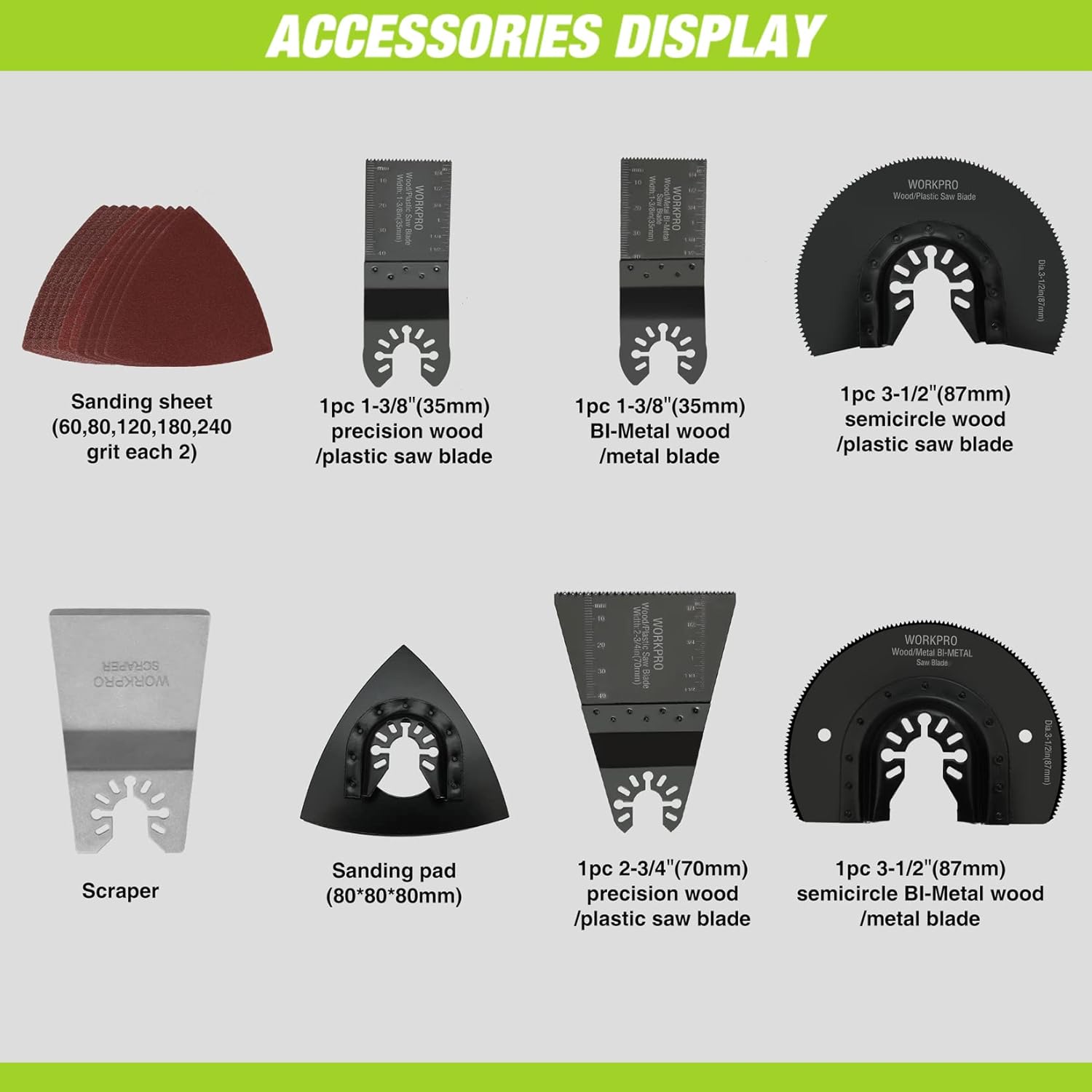 WORKPRO Oscillating Multi-Tool Kit for Christmas, 3.0 Amp Corded Quick-Lock Replaceable Oscillating Saw with 7 Variable Speed, 3° Oscillation Angle, 17pcs Saw Accessories, and Carrying Bag