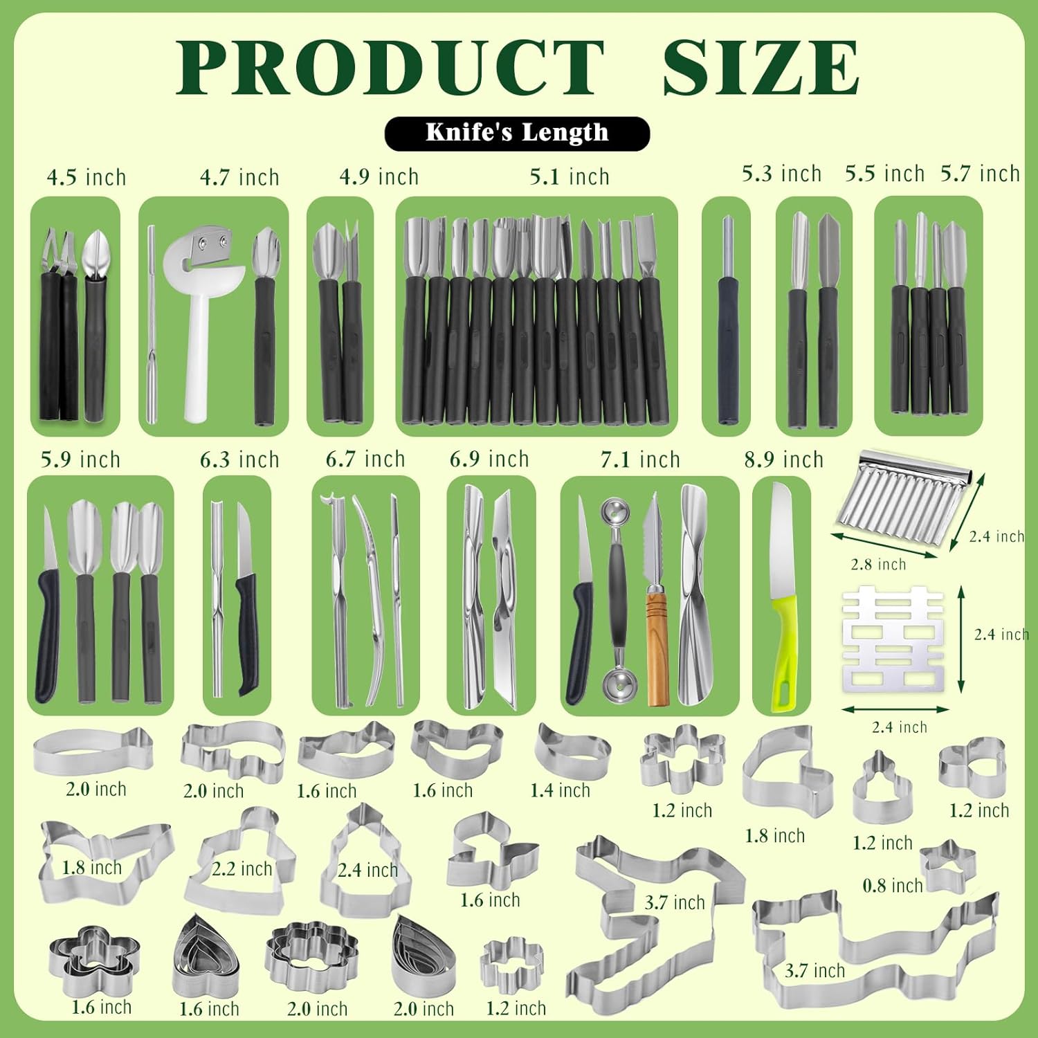 80-Piece Stainless Steel Fruit Carving Tools Set - Professional Watermelon Carving Knife Kit with Ergonomic Handles & Portable Case, Durable Fruit Cutting Tools for Culinary Arts, Sculpting, Peeling - Image 2