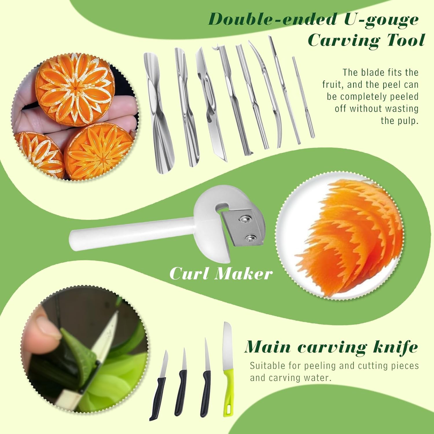 80-Piece Stainless Steel Fruit Carving Tools Set - Professional Watermelon Carving Knife Kit with Ergonomic Handles & Portable Case, Durable Fruit Cutting Tools for Culinary Arts, Sculpting, Peeling - Image 5