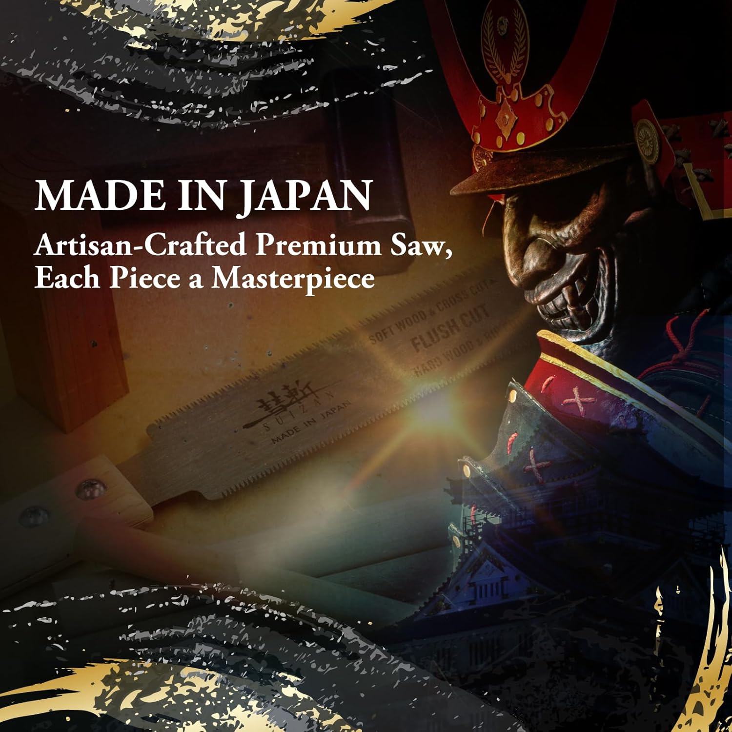 SUIZAN Flush Cut Saw 6" - Professional Japanese Pullsaw Ryoba Double Edge Handsaw Woodworking Tools - Image 3