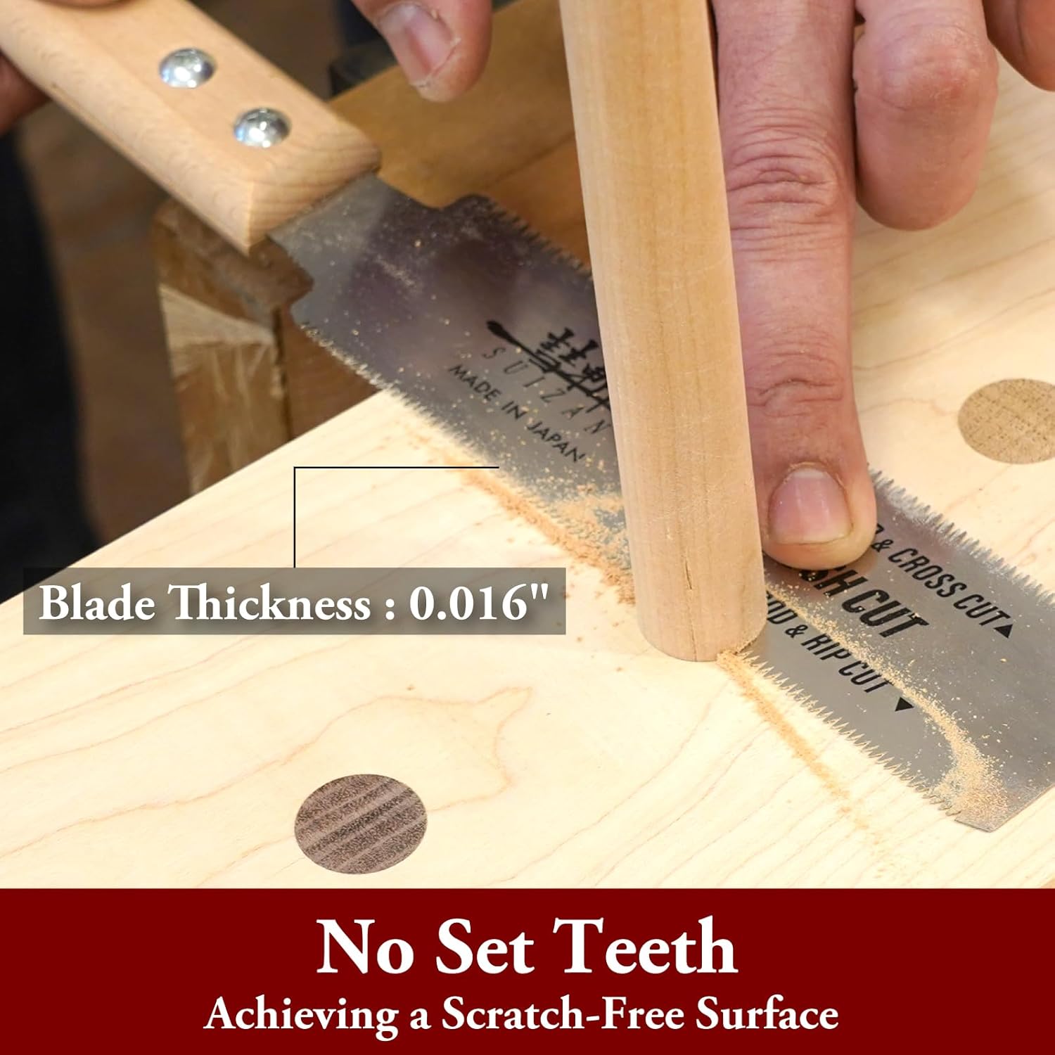 SUIZAN Flush Cut Saw 6" - Professional Japanese Pullsaw Ryoba Double Edge Handsaw Woodworking Tools - Image 4