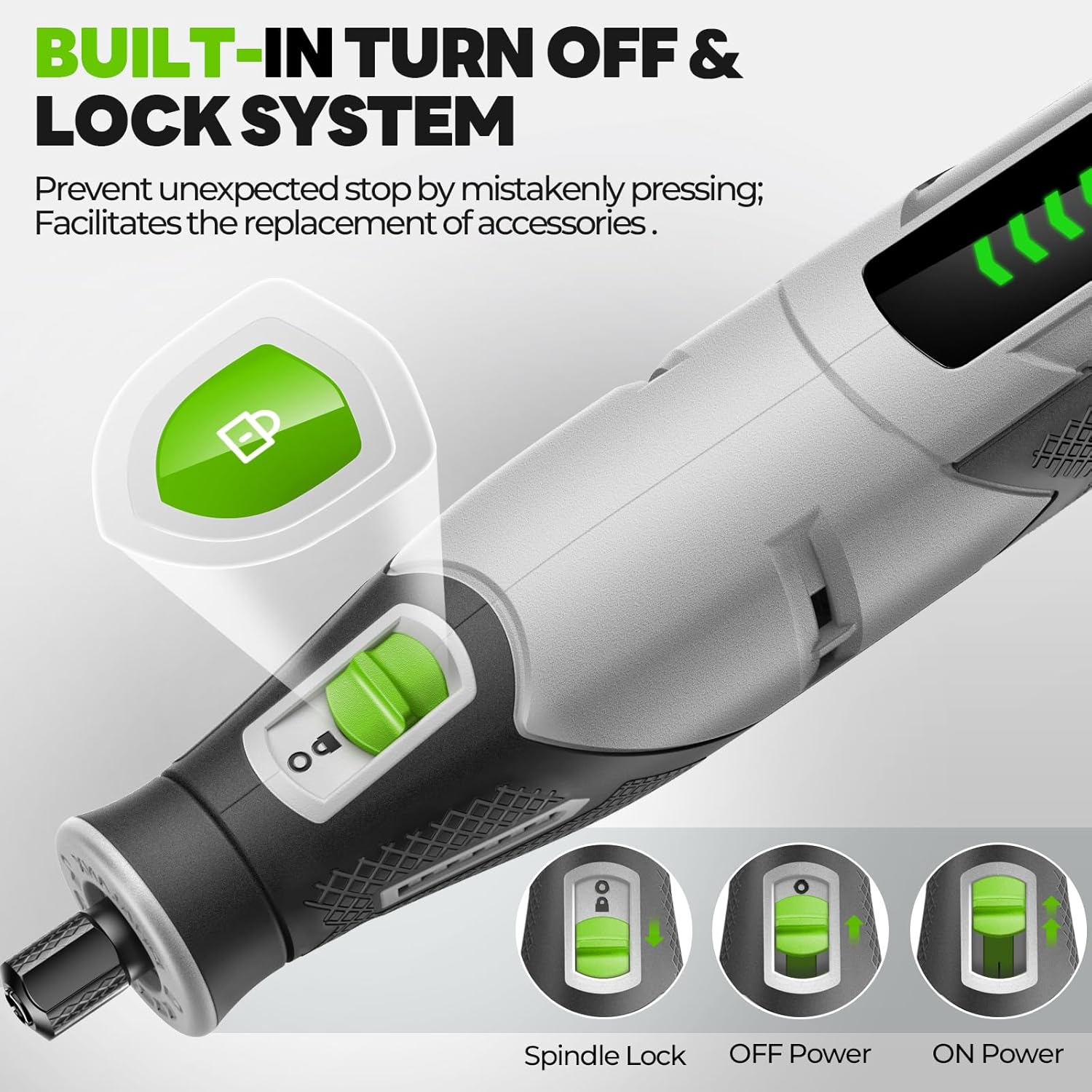 PHALANX Rotary Tool - 4V Cordless Rotary Tool Kit Accessories 80 PCS 2500mAh Li-Ion Battery, Preset 5 Speed Adjustment Grinder Tool for Cutting Sanding Carving Polishing Engraver DIY Crafts