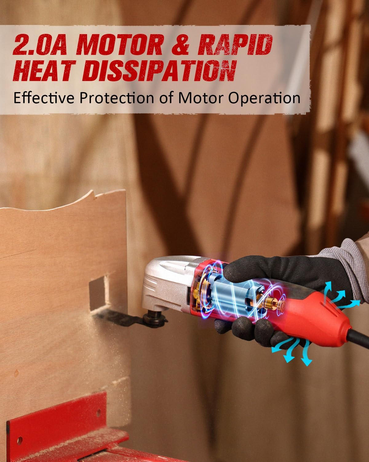 AVID POWER Oscillating Tool, 22000 OPM Electric Oscillating Multi Tool with 3°Oscillation Angle, Cutting, Sanding, Grinding, Scraping, 11 Accessories & Universal Interface-Red