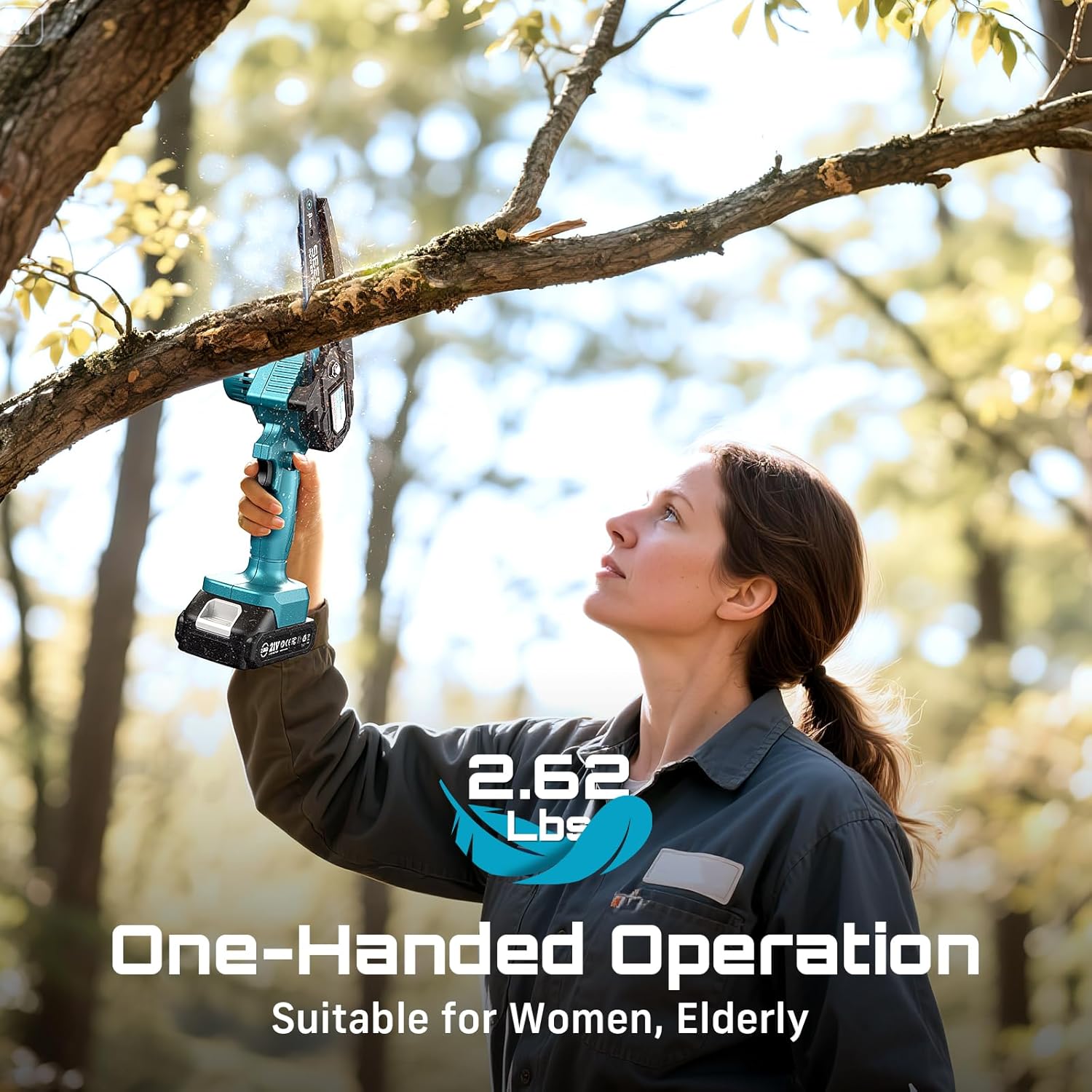 Seesii Mini Chainsaw, 6-inch Mini Chainsaw Cordless, Handheld Electric Power Chain Saw with 2 Batteries, for Tree Trimming Wood Cutting, Best Gifts for Father, Dad, Husband, Men - Image 2