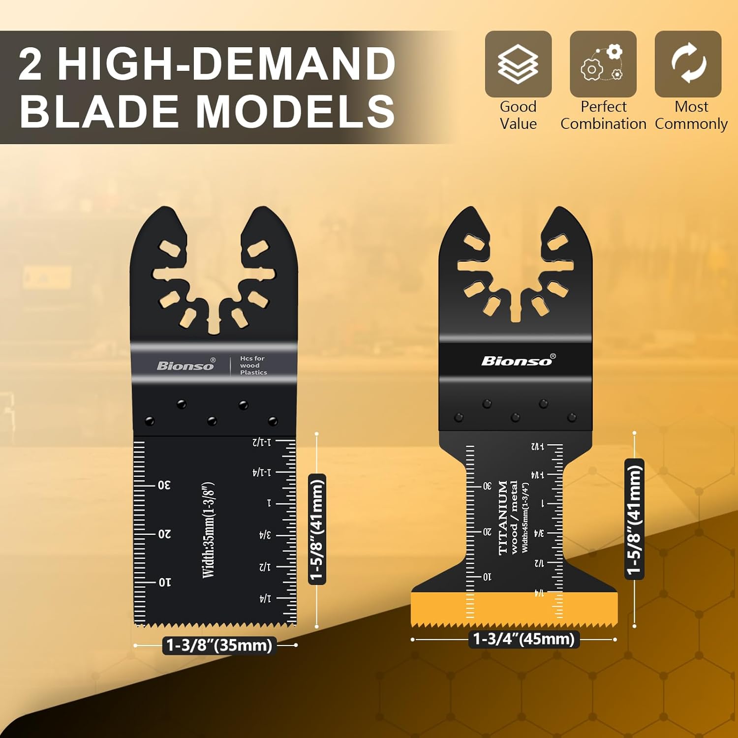 Bionso 55PCS Oscillating Saw Blades, Professional Universal Titanium Multitool Blades for Wood Plastics Metal, Quick Release Multi Tool Kits Fit Dewalt Ryobi Milwaukee Rockwell Fein Makita - Image 7