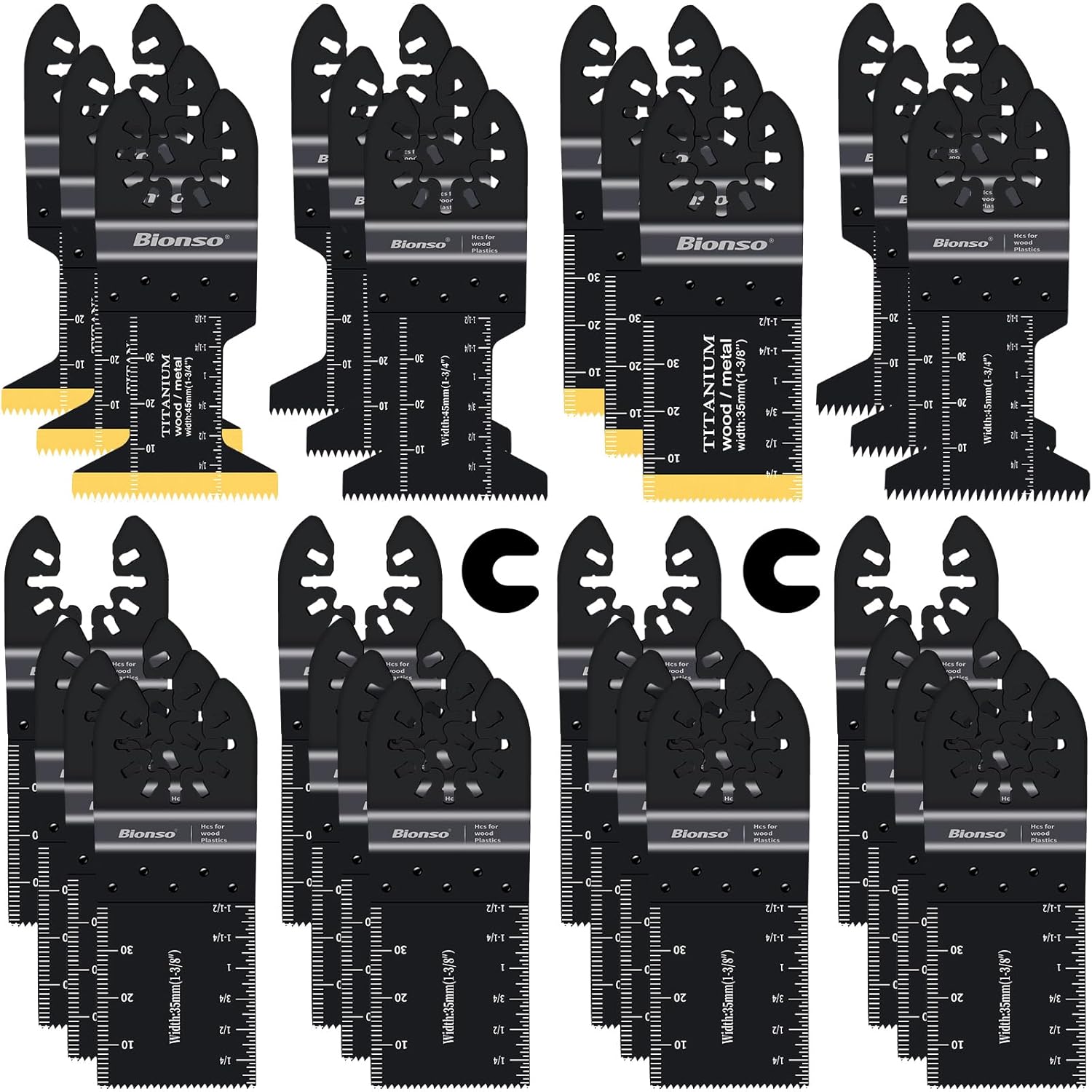 Bionso 55PCS Oscillating Saw Blades, Professional Universal Titanium Multitool Blades for Wood Plastics Metal, Quick Release Multi Tool Kits Fit Dewalt Ryobi Milwaukee Rockwell Fein Makita - Image 8