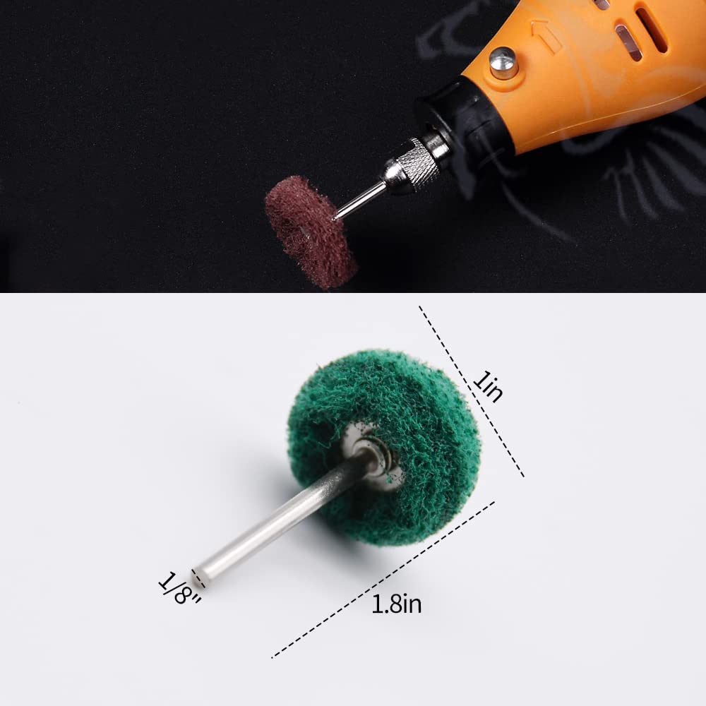 100pcs Abrasive Wheel, 1" Buffing Polishing Wheels, Metal Polishing Compound for Rotary Tools-1/8(3mm) Shank, 120 Grit, 180 Grit, 320 Grit, 400 Grit, 600 Grit - Image 2