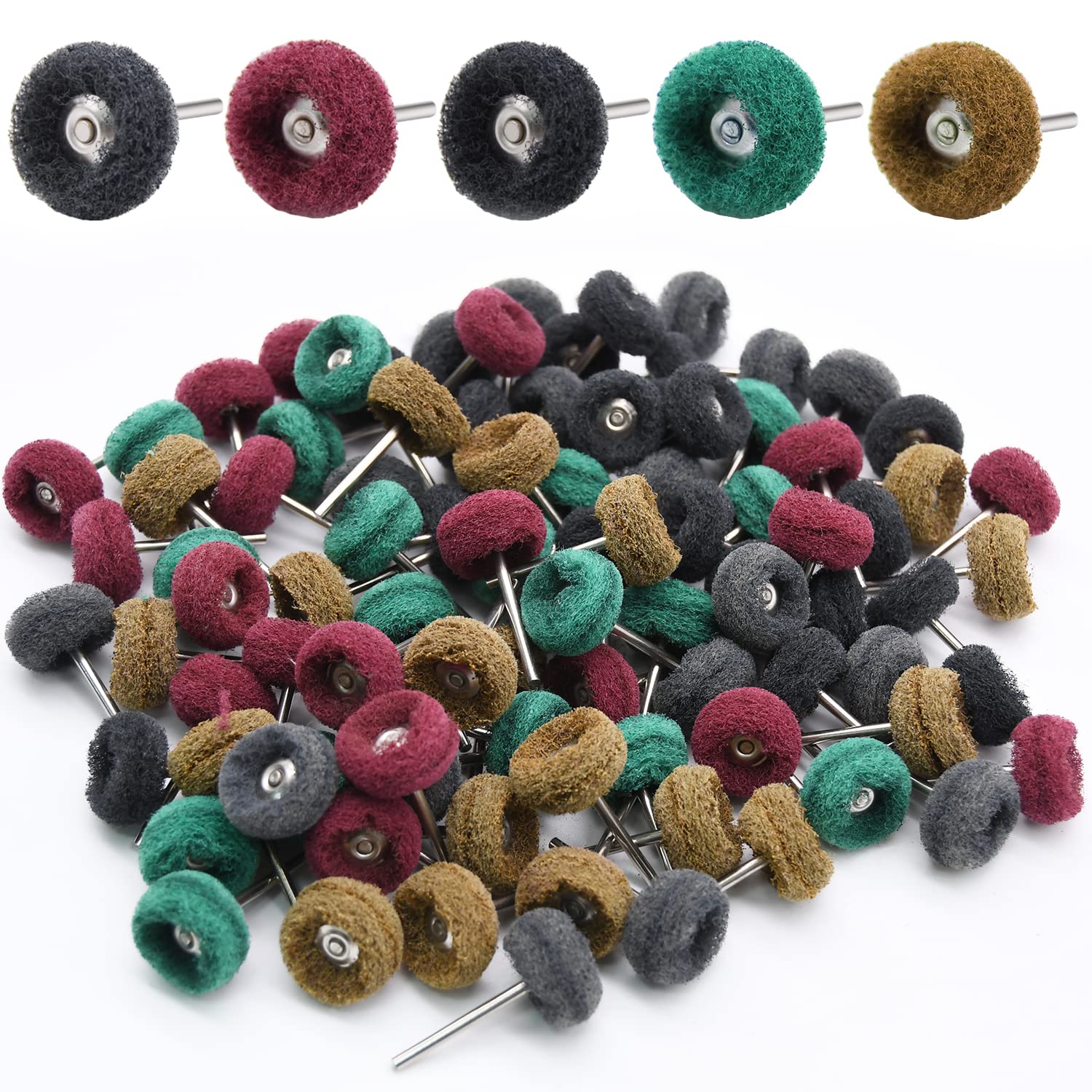 100pcs Abrasive Wheel, 1" Buffing Polishing Wheels, Metal Polishing Compound for Rotary Tools-1/8(3mm) Shank, 120 Grit, 180 Grit, 320 Grit, 400 Grit, 600 Grit - Image 7