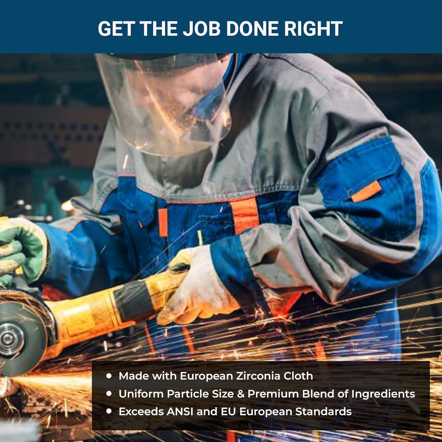 Benchmark Abrasives 4.5" x 7/8" Premium High Density Jumbo Zirconia Type 27 Flap Discs 4 1/2 for Angle Grinder, Sanding Discs, Finishing - Grinding Wheels 4 1/2 inch - (10 Pack) - 60