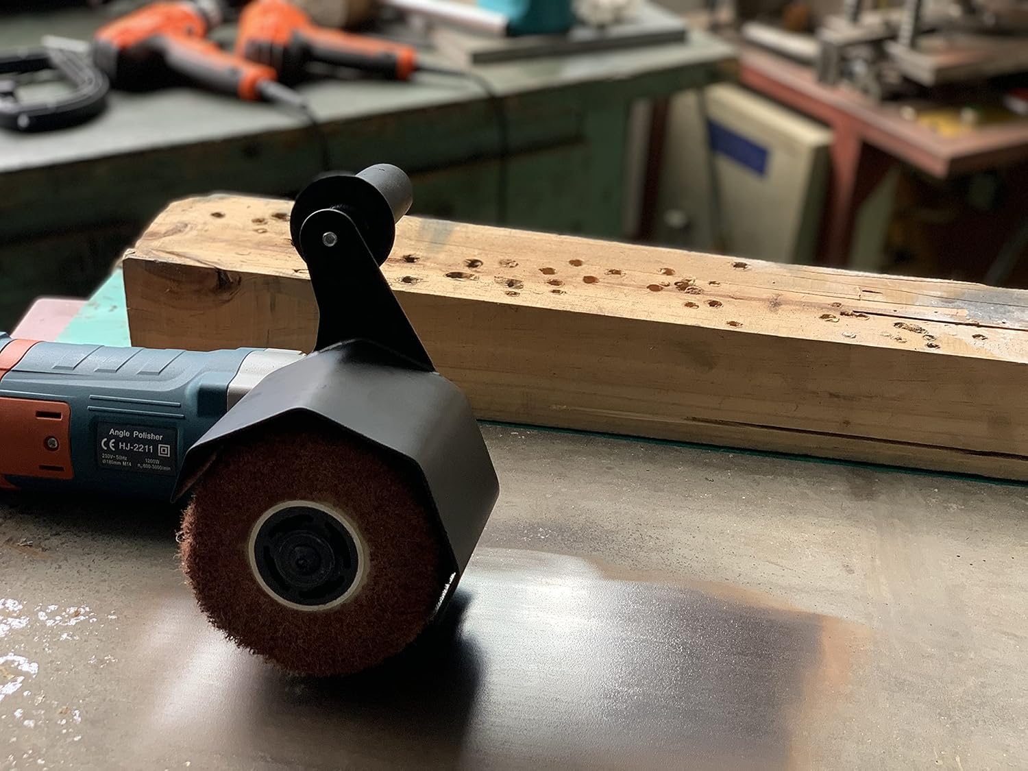 Aidelife Synthetic Fibre Abrasive Brush Drum for Grinding Machine Renovator,for Flat Metal and Wood Surfaces and for Satin Finishing of Unpainted Metals Ø120x100, Wire Drawing Machine Attachment