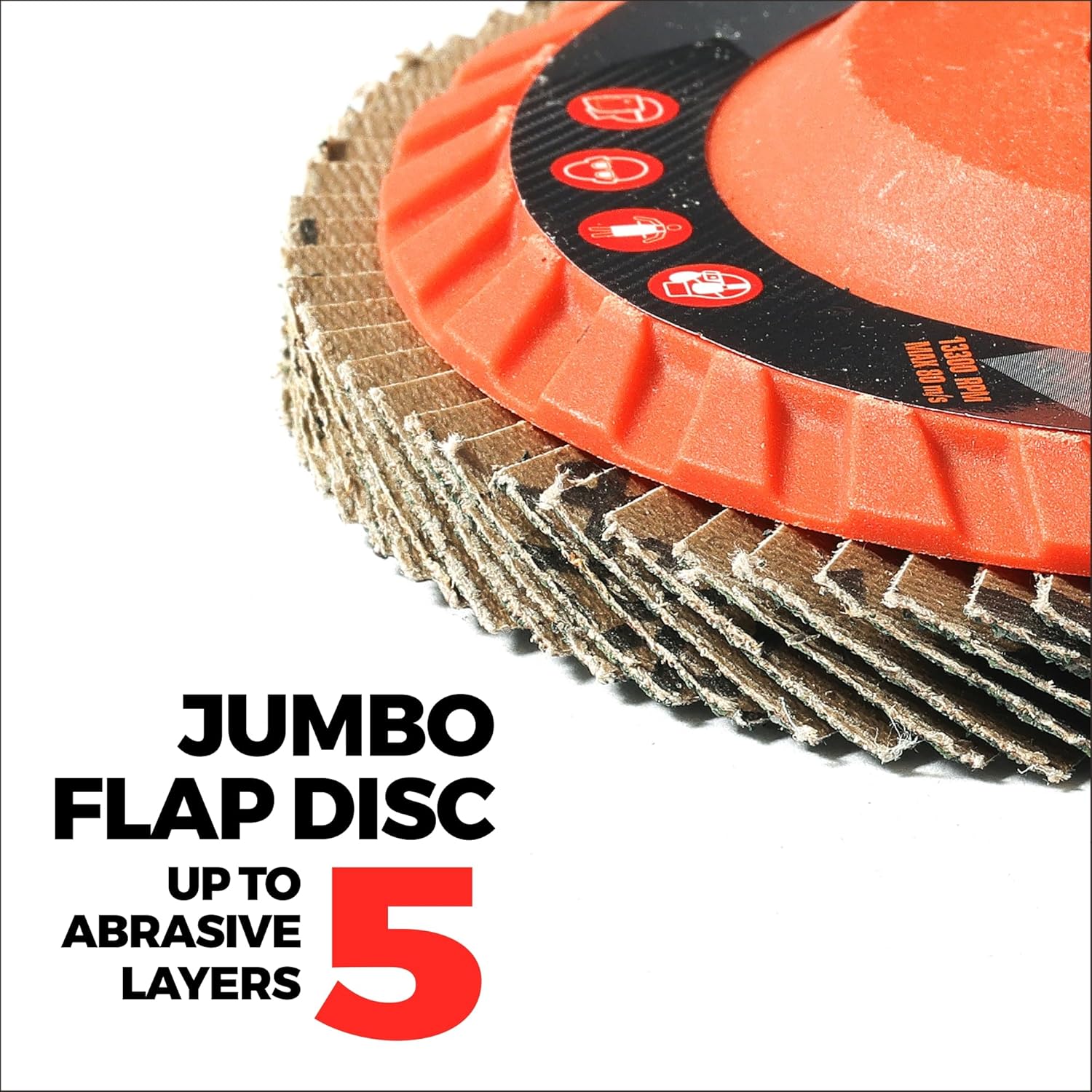 Jumbo Zirconia Flap Discs 4 1/2 for Angle Grinder, 40/60/80/120 Grit Type 27 High Density Trimmable 5/8"-11 inch Grinding Wheels for Grinding, Rust Removal, Sanding and Finishing - 10 Pack - Image 3