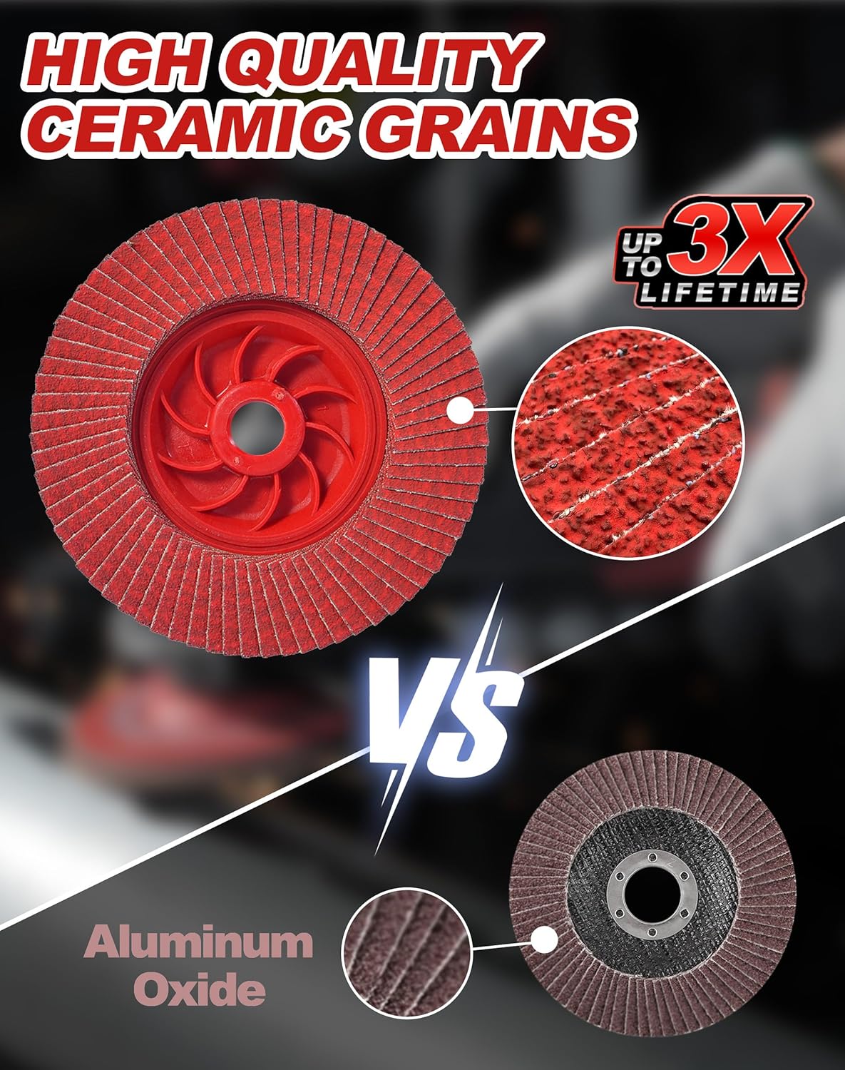 EZARC Flap Discs 80 Grit, 4-1/2" x 7/8" Ceramic Grain Flap Sanding Disc, Type 27 Heavy Duty Abrasive Trimmable Grinding Wheel Finishing for Stainless Steel, Sheet Metal (5 Pack) - Image 2