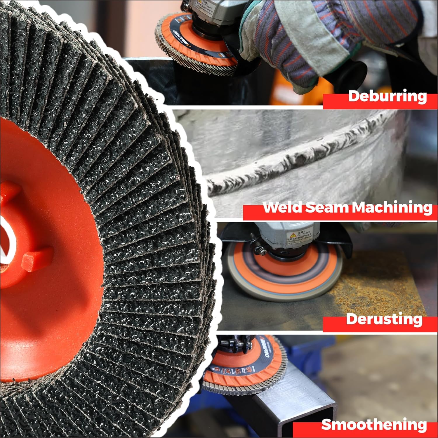 Jumbo Zirconia Flap Discs 4 1/2 for Angle Grinder, 40/60/80/120 Grit Type 27 High Density Trimmable 5/8"-11 inch Grinding Wheels for Grinding, Rust Removal, Sanding and Finishing - 10 Pack - Image 5