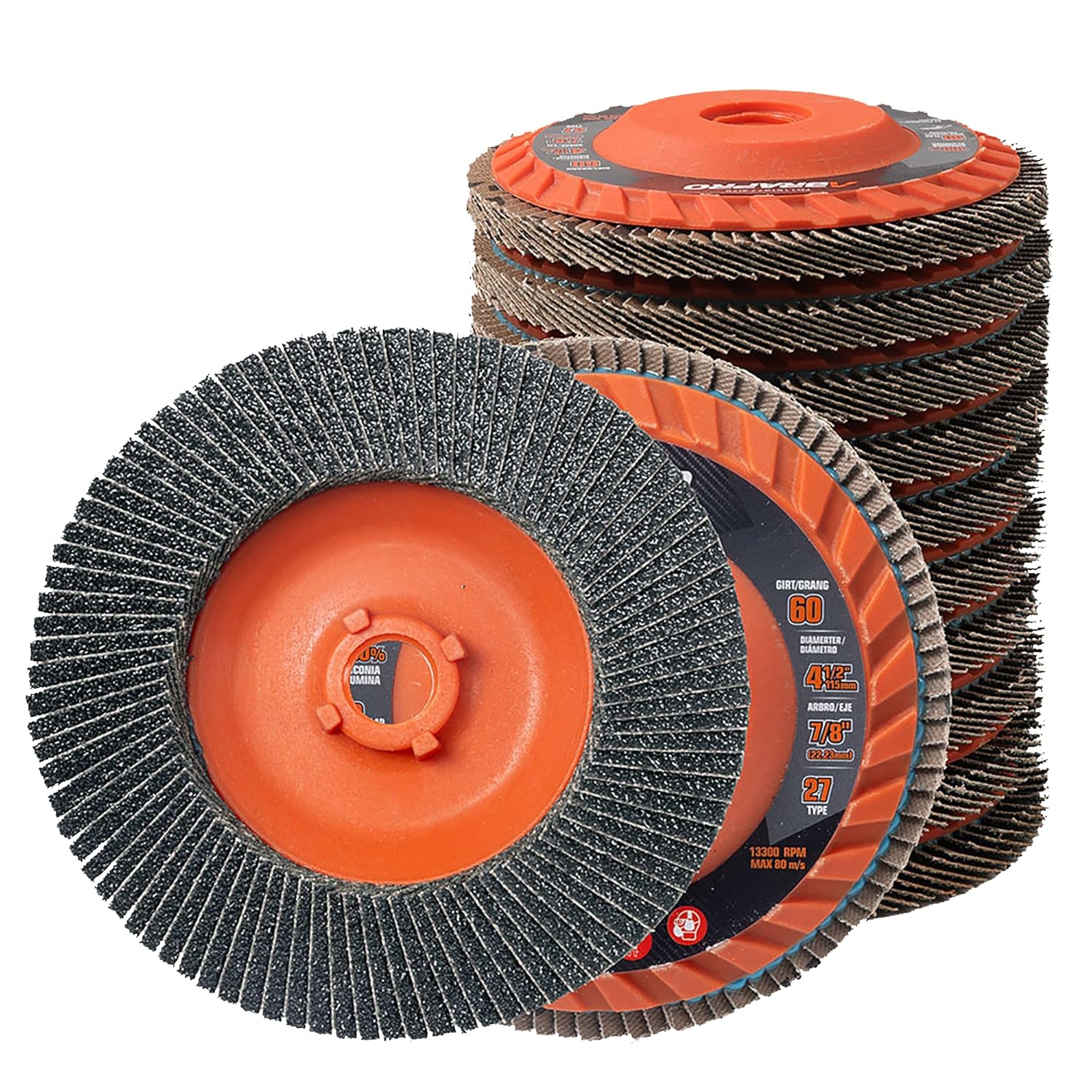 Jumbo Zirconia Flap Discs 4 1/2 for Angle Grinder, 40/60/80/120 Grit Type 27 High Density Trimmable 5/8"-11 inch Grinding Wheels for Grinding, Rust Removal, Sanding and Finishing - 10 Pack - Image 9