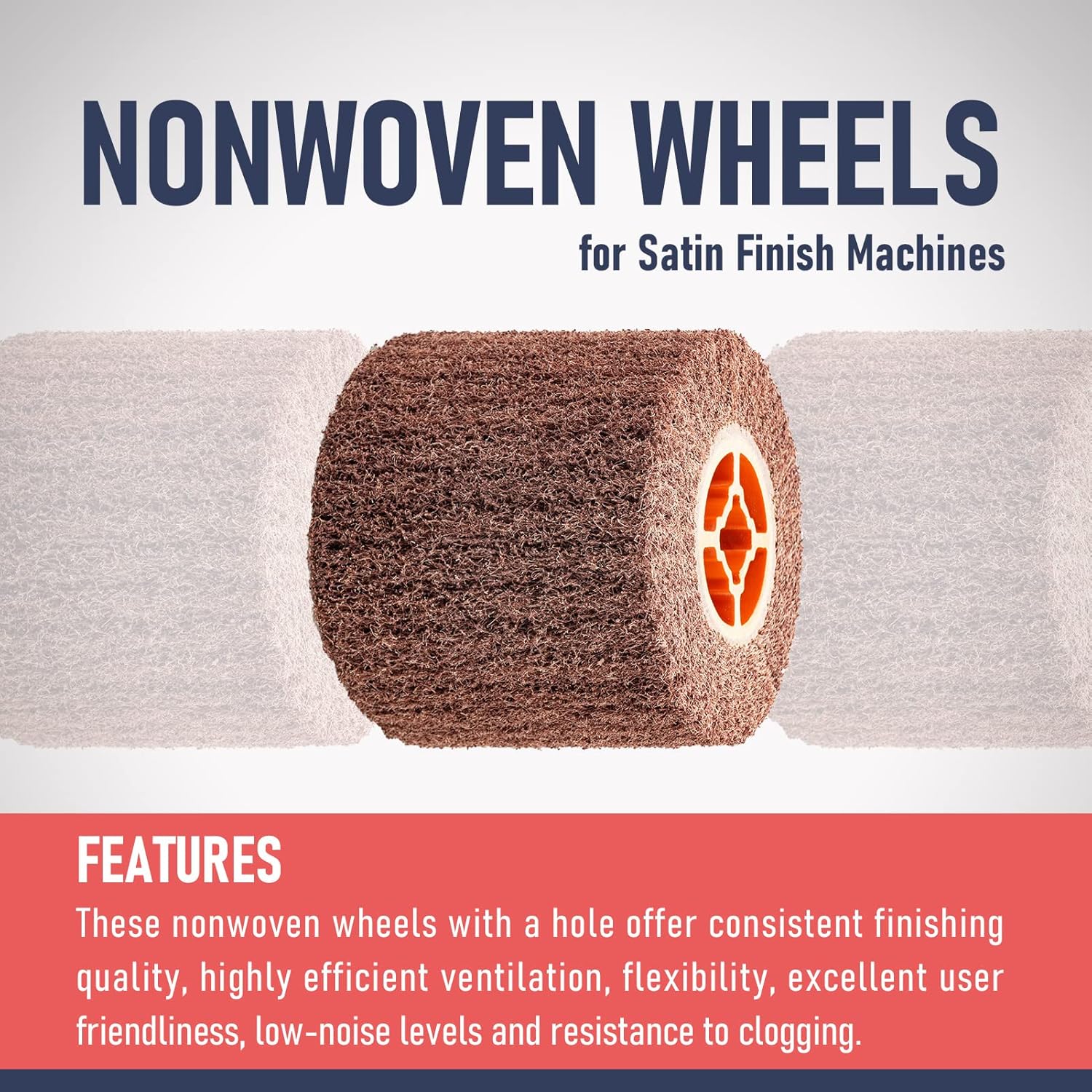 RENOTEC Non-Woven Wheel, 120x100mm, Italian Material, Wire Drawing Satin Finish of Metal Surface, Conditioning Drum Burnishing Wheel (80-240 Grit Set) - Image 4