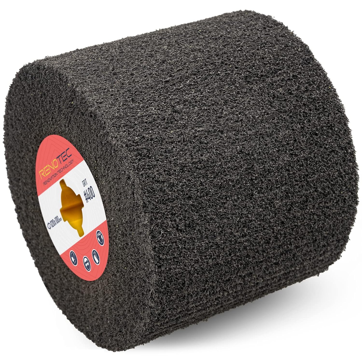 RENOTEC Non-Woven Wheel, 120x100mm, Italian Material, Wire Drawing Satin Finish of Metal Surface, Conditioning Drum Burnishing Wheel (80-240 Grit Set) - Image 7