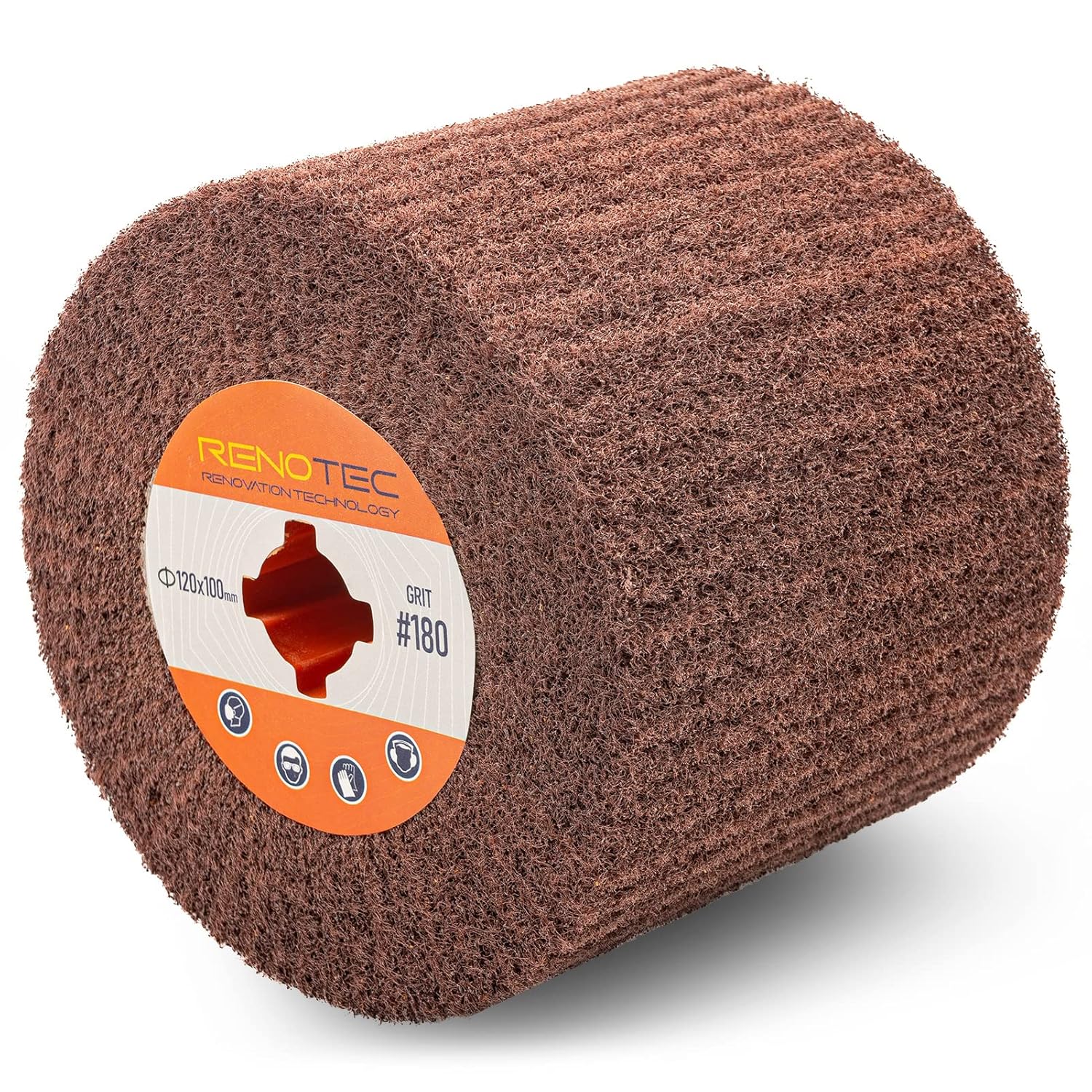 RENOTEC Non-Woven Wheel, 120x100mm, Italian Material, Wire Drawing Satin Finish of Metal Surface, Conditioning Drum Burnishing Wheel (80-240 Grit Set) - Image 8