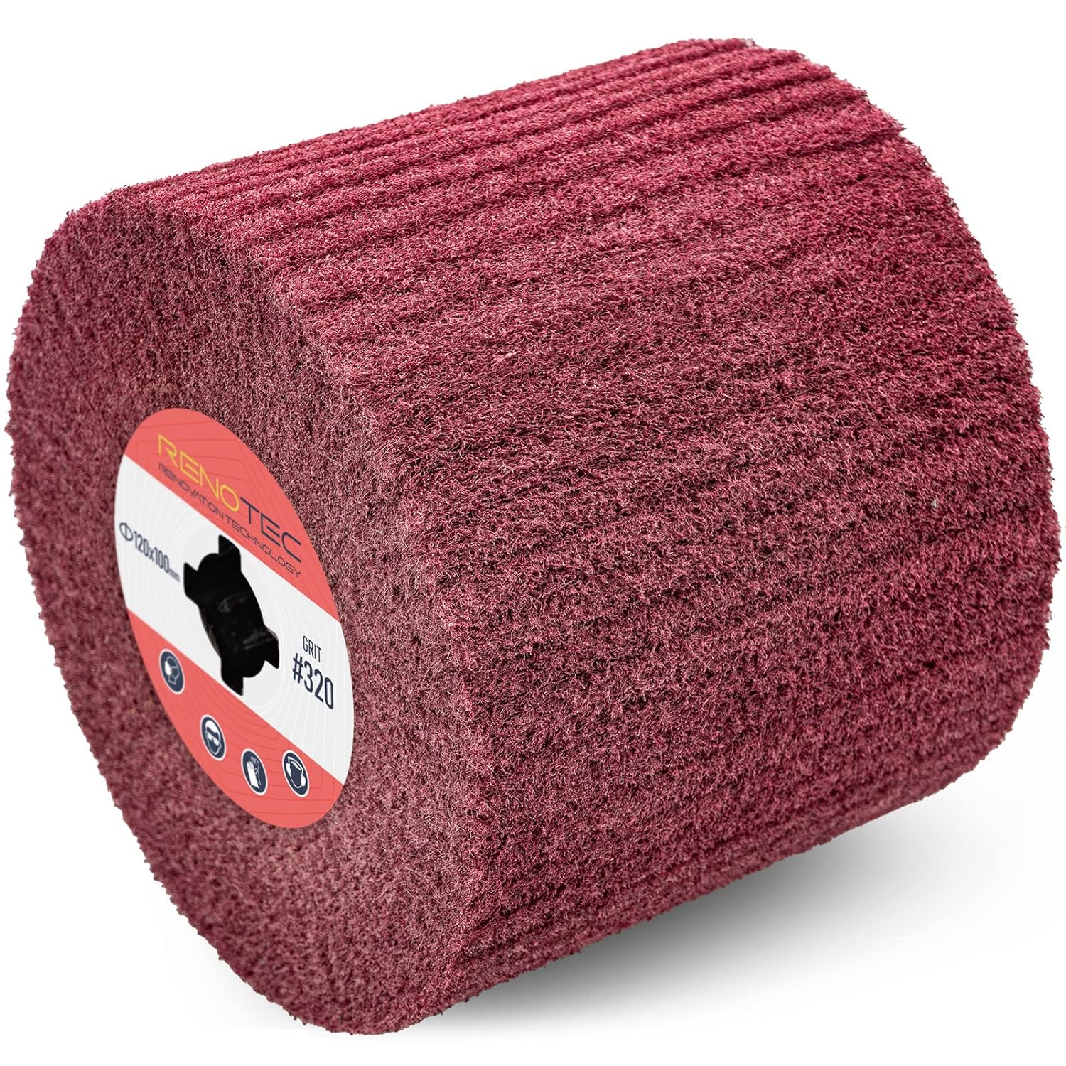 RENOTEC Non-Woven Wheel, 120x100mm, Italian Material, Wire Drawing Satin Finish of Metal Surface, Conditioning Drum Burnishing Wheel (80-240 Grit Set) - Image 9