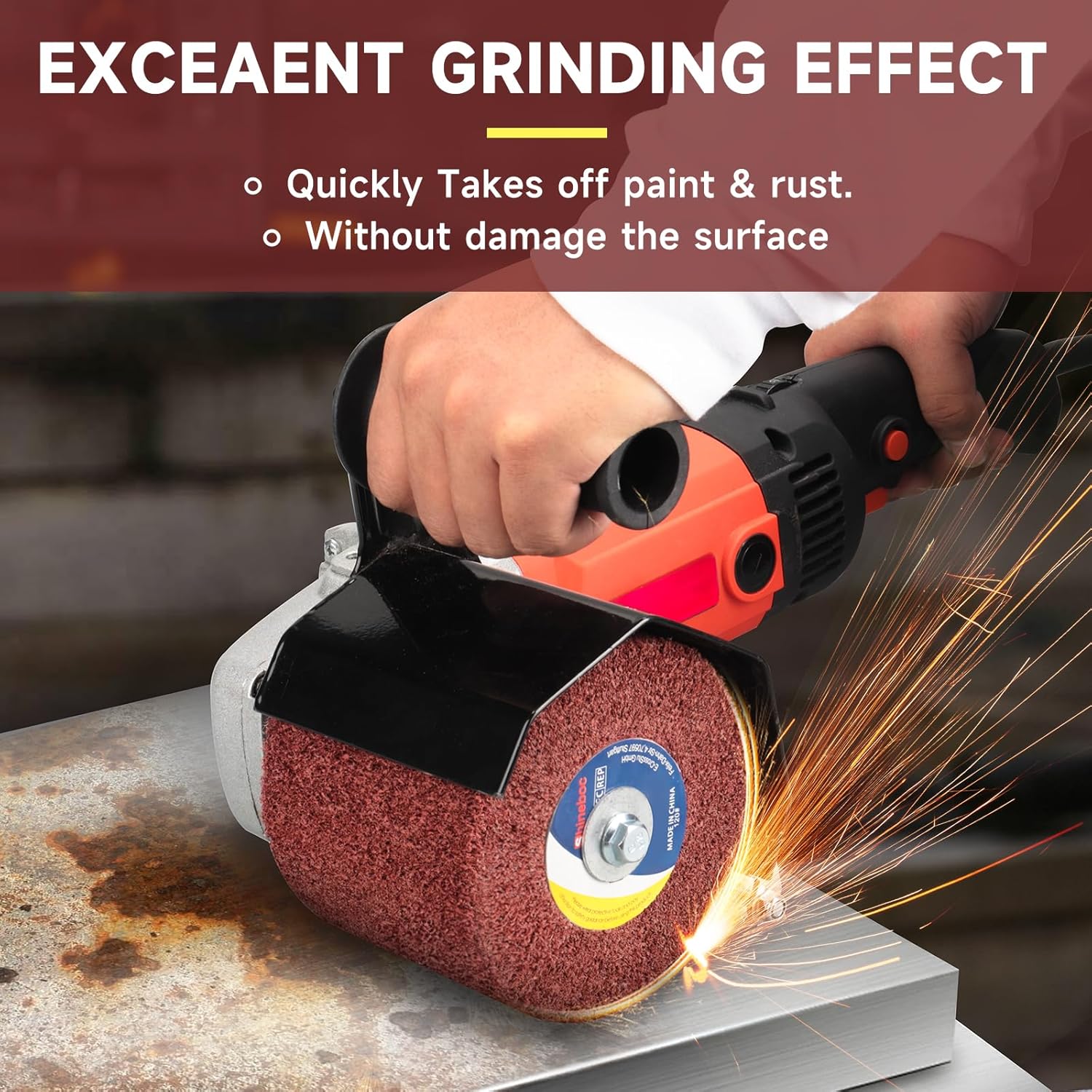 80 Grit Surface Conditioning Tool Drum,4.7" x 4" Burnishing Polishing Wheel Drum for Metal Stainless Steel Wood Surface Conditioning Treatment