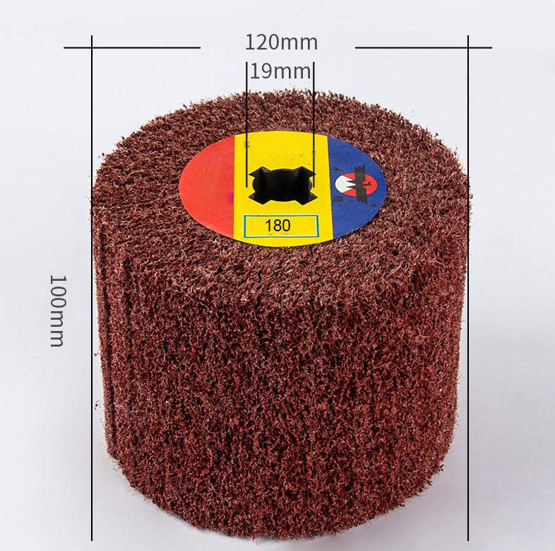 7 Pack Non Woven Wire Abrasive Drawing Polishing Burnishing Wheel Flap Brush 120mm x 100mm for Surface Treatment Stainless Steel, Aluminum, Copper, Metal, Grit: 60# 80# 120# 180# 240# 320# 600#